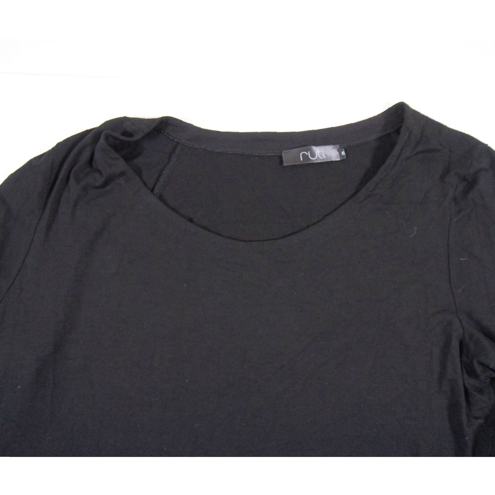 Vintage Ruti Tunic Top Womens 6 Black Jersey Long Sleeve Casual Pockets Size M / US 6-8 / IT 42-44 - 2 Thumbnail
