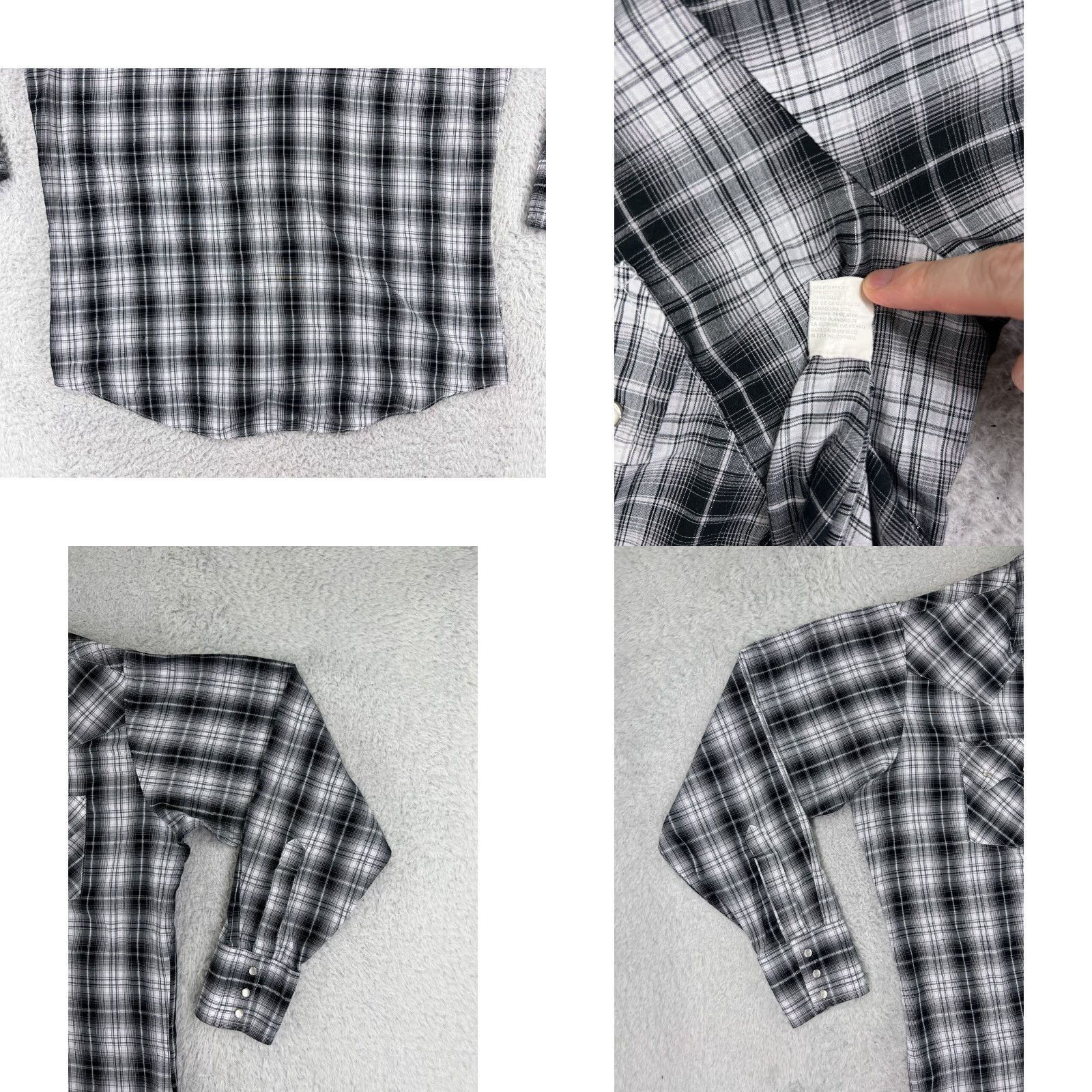 Vintage ELY Cattleman Shirt Mens Large Gray Plaid Western Pearl Snap Long Sleeve Size US L / EU 52-54 / 3 - 8 Thumbnail