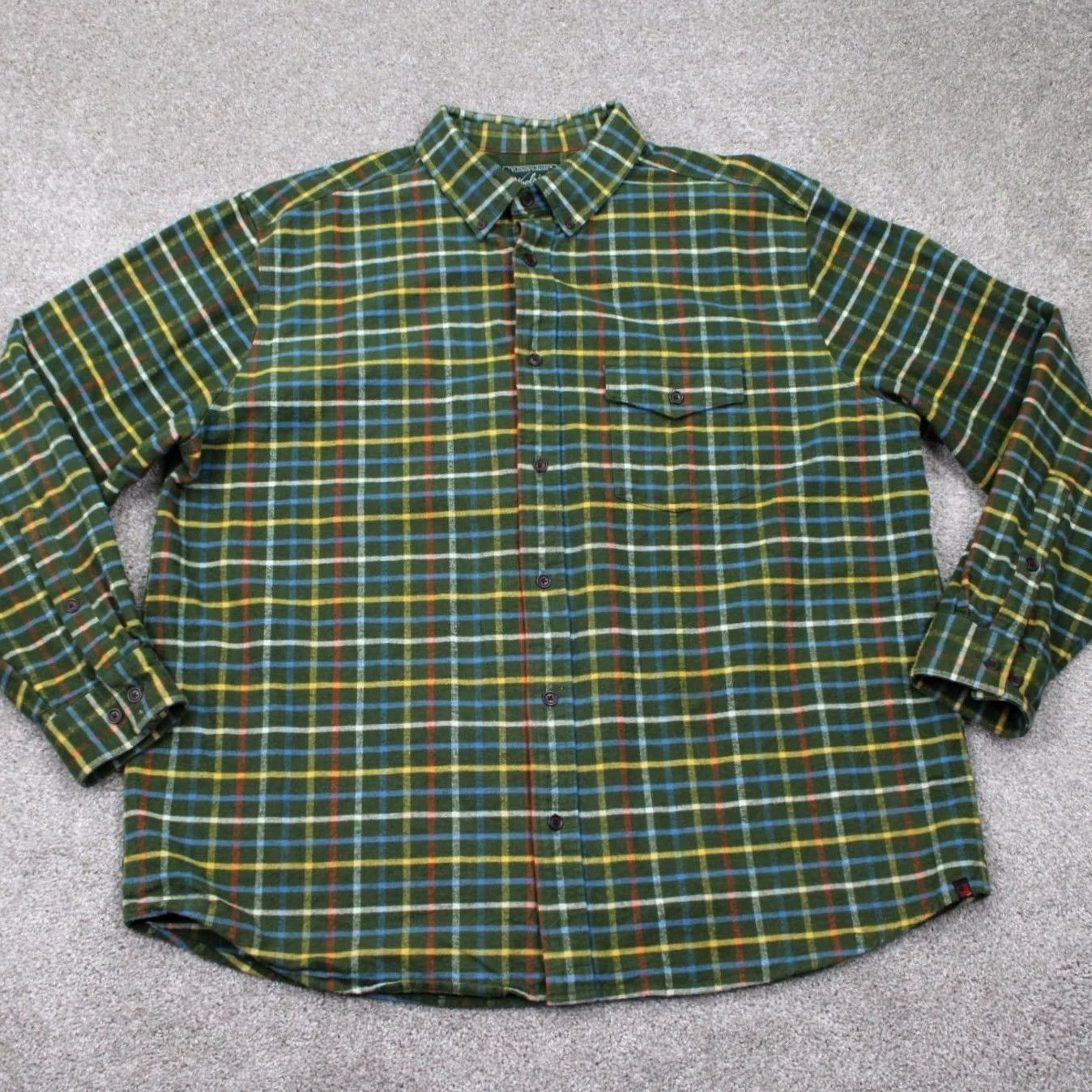 Vintage Woolrich Shirt Mens 2XL Flannel Button-Up Plaid Green Yellow Blue L/S Cotton Size US XXL / EU 58 / 5 - 2 Thumbnail