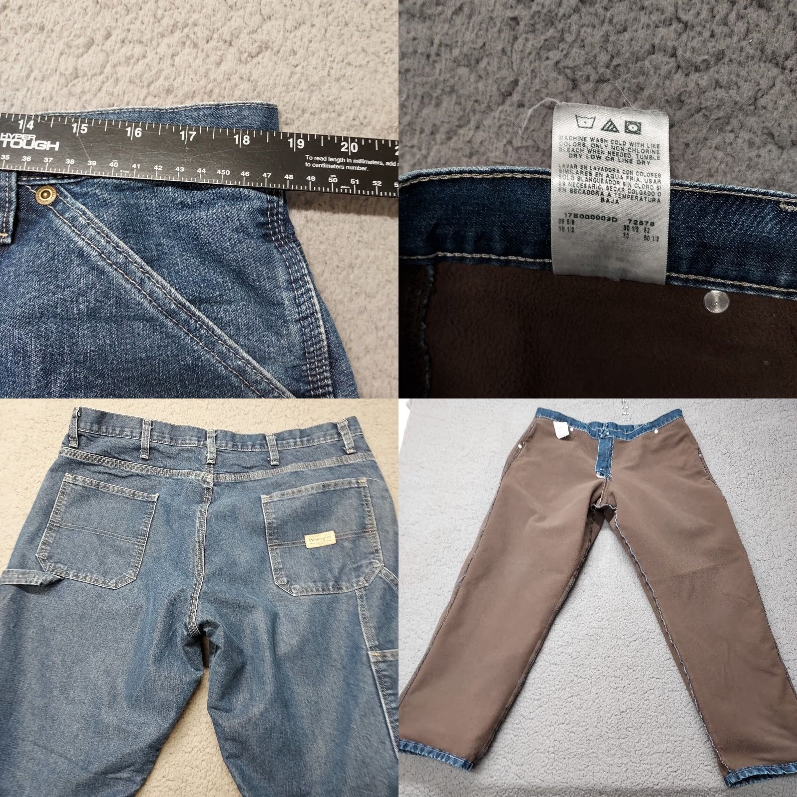Wrangler Wrangler Jeans Mens 36x30 Denim Carpenter Pants Dark Blue Fleece Lined 5-Pocket Regular Straight Jeans (36x29) Mens Size US 30 / EU 46 - 8 Thumbnail