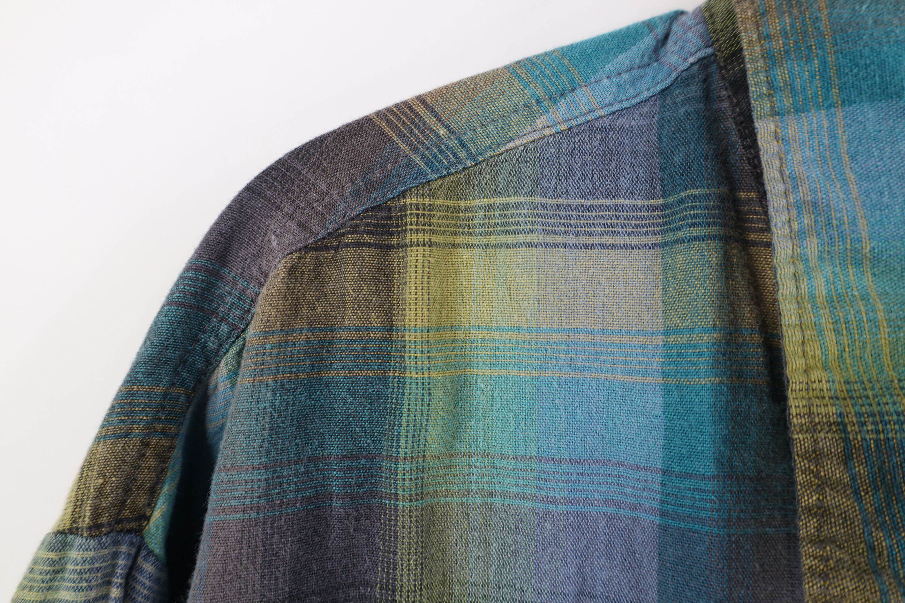 Vintage Vintage 90s IOU Flannel Madras Plaid Collared Button Shirt Size US L / EU 52-54 / 3 - 6 Thumbnail