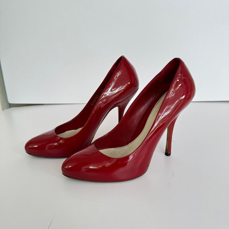 Gucci Gucci Red Patent Leather High Heels 0079 Size US 8 / IT 38 - 1 Thumbnail