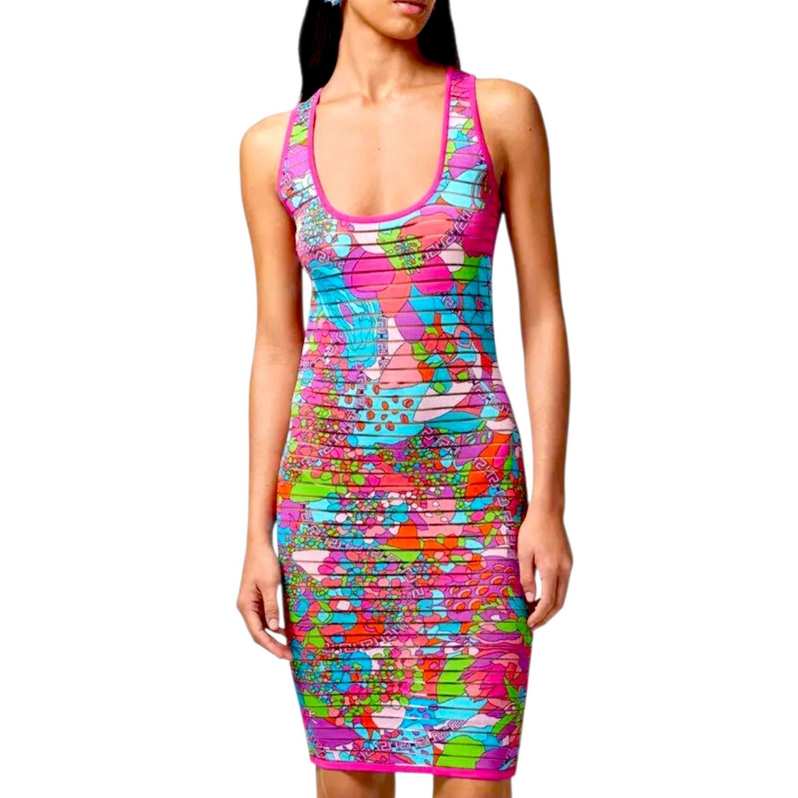 Versace Versace x Dua Lipa Runway Floral Printed Midi Dress Size S / US 4 / IT 40 - 1 Thumbnail