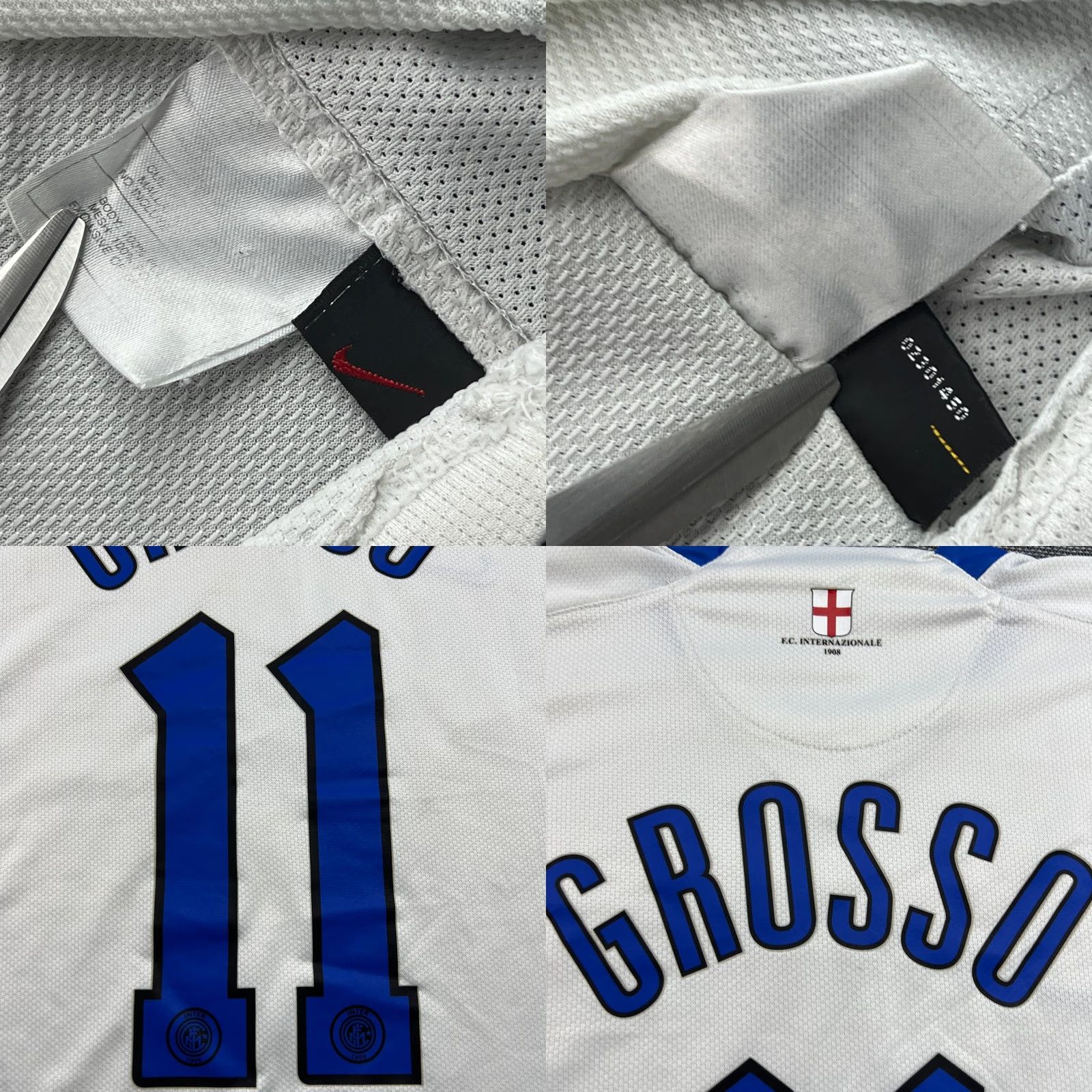 Nike INTER MILAN 2006 2007 Away Fabio Grosso Football Jersey Mens XL Nike White Shirt Size US XL / EU 56 / 4 - 8 Thumbnail