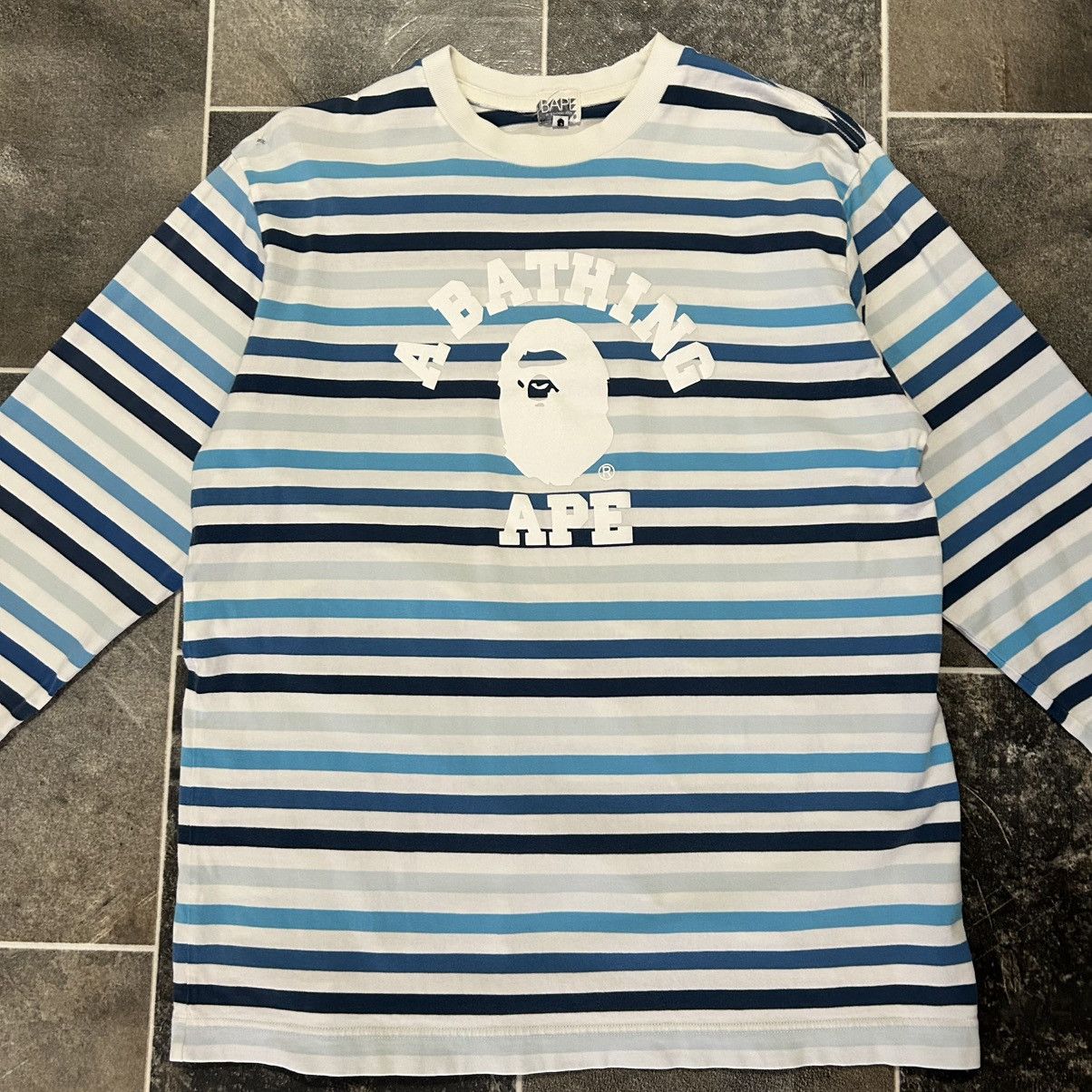 Bape OG Bape Striped College Logo Long Sleeve Size US L / EU 52-54 / 3 - 2 Thumbnail
