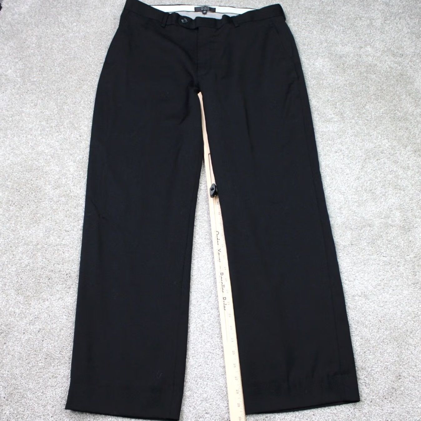 Saks Fifth Avenue Saks Fifth Avenue BLACK Label Pants Mens 36R Black Wool Flat Front Dress Pants Size US 36 / EU 52 - 2 Thumbnail