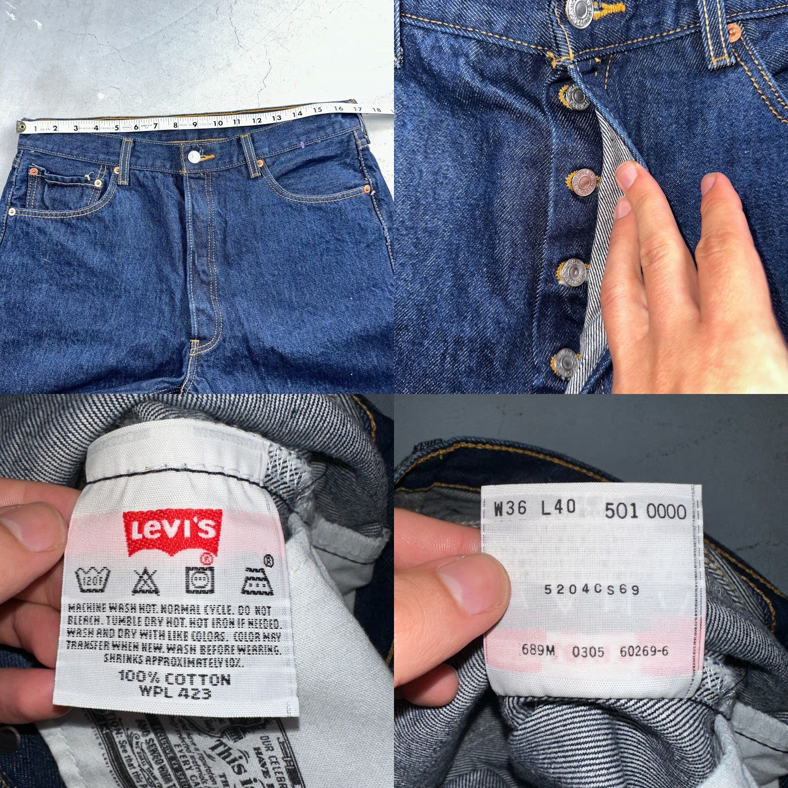 Levi's VINTAGE Levi's 501 Jeans Men Adult Medium Dark Blue 90s Straight Leg Denim Casual Size US 36 / EU 52 - 8 Thumbnail
