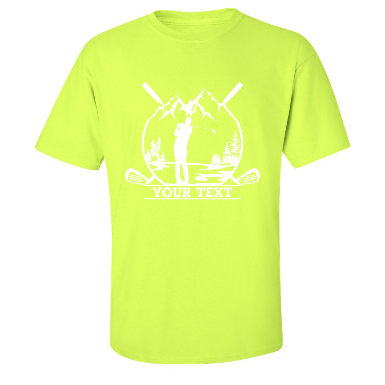Gildan Personalized Golfer in Nature Scenery Custom Text T-Shirt Size US L / EU 52-54 / 3 - 12 Thumbnail