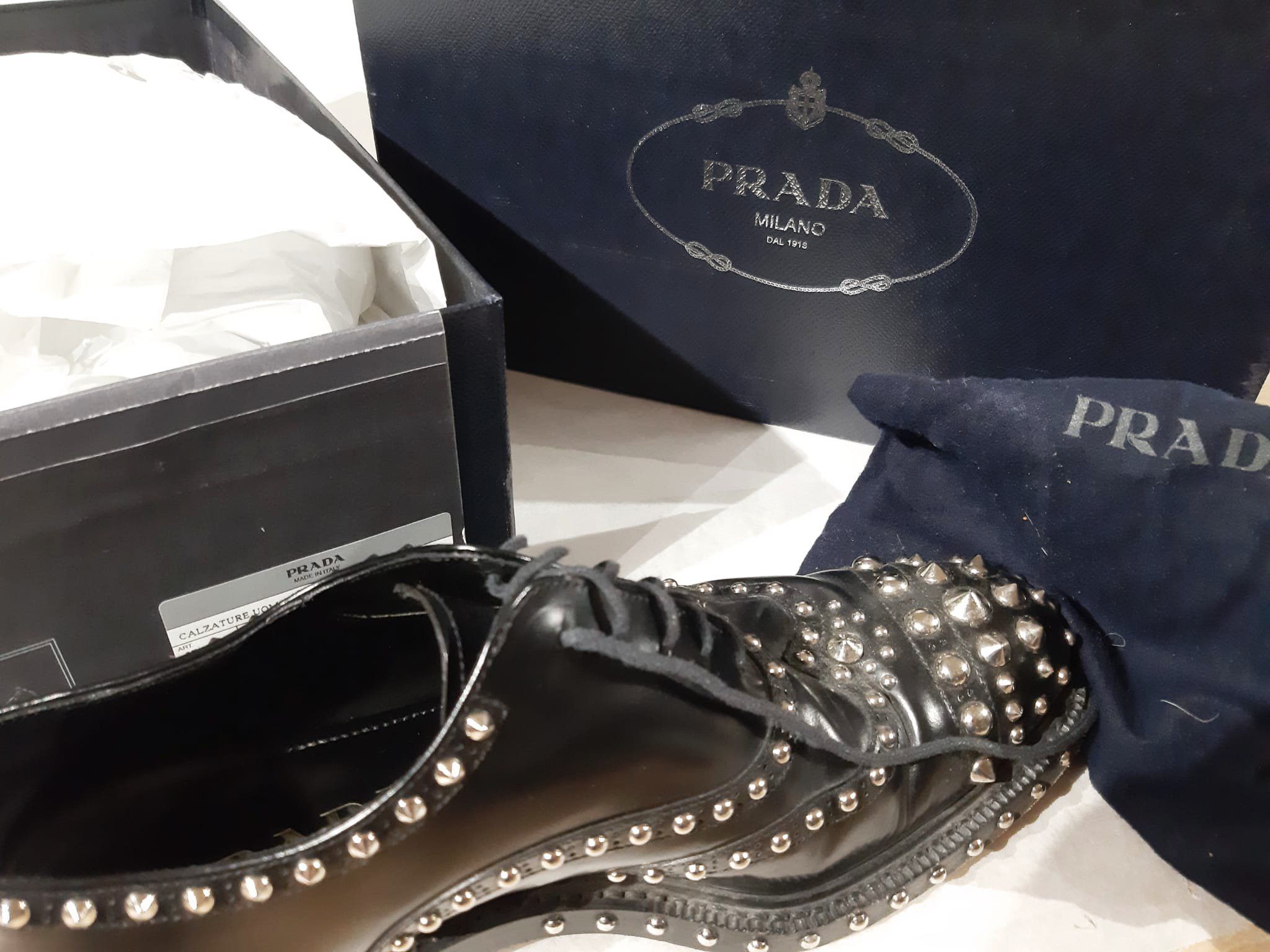 Prada FW 2009 Runway Studded Leather Derby Shoes Size US 7.5 / EU 40-41 - 16 Thumbnail