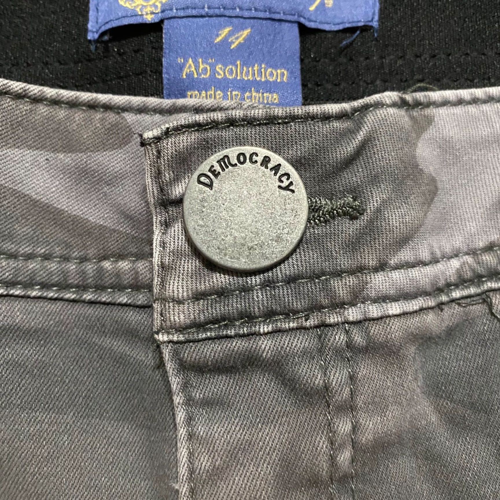Vintage Democracy Jeans Gray Camouflage Skinny Mid Rise 14 Womens Regular Flex Waist 5-Pocket Stretch Denim Pants Ladies Size 36" / US 14 / IT 50 - 4 Thumbnail