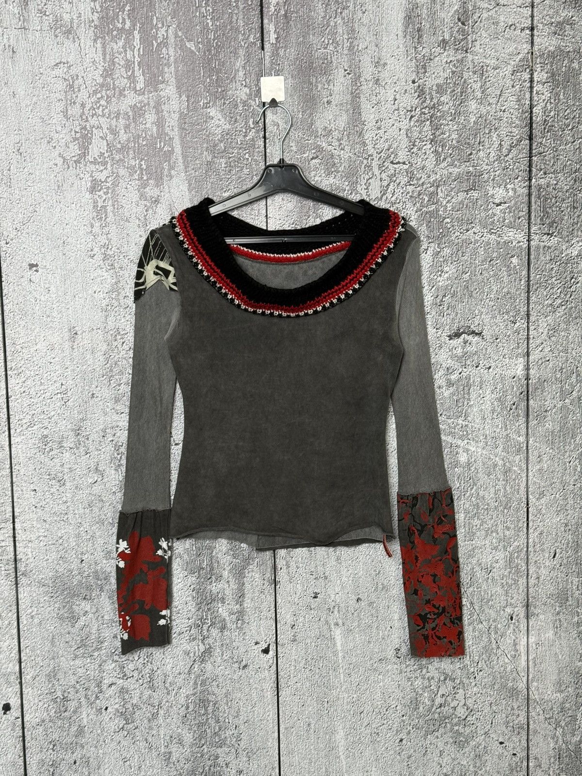Custo Barcelona Pianura Studio Y2K Mesh Top Sheer Abstract Print Long Sleeve Size S / US 4 / IT 40 - 1 Thumbnail