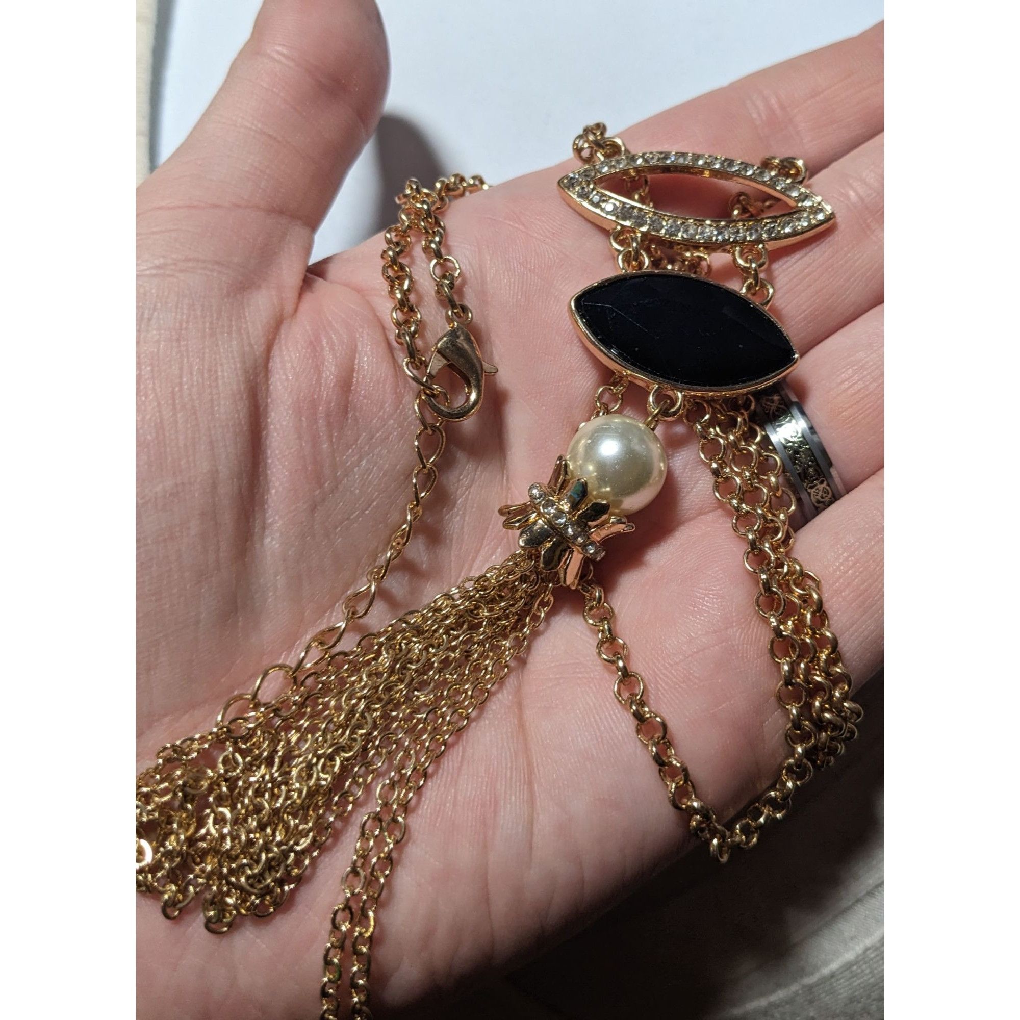 Other Elegant Glam Gemmed Gold Tassel Necklace Size ONE SIZE - 7 Thumbnail