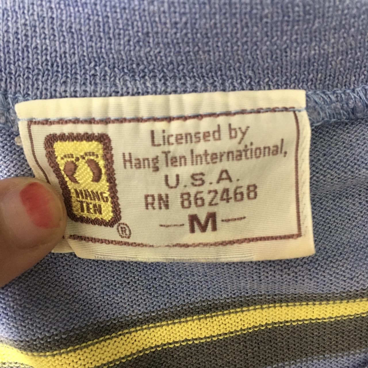 Hang Ten Vtg 80’ HANG TEN SURFING Hawaii Striped Blue Tee Shirt Size US M / EU 48-50 / 2 - 3 Thumbnail