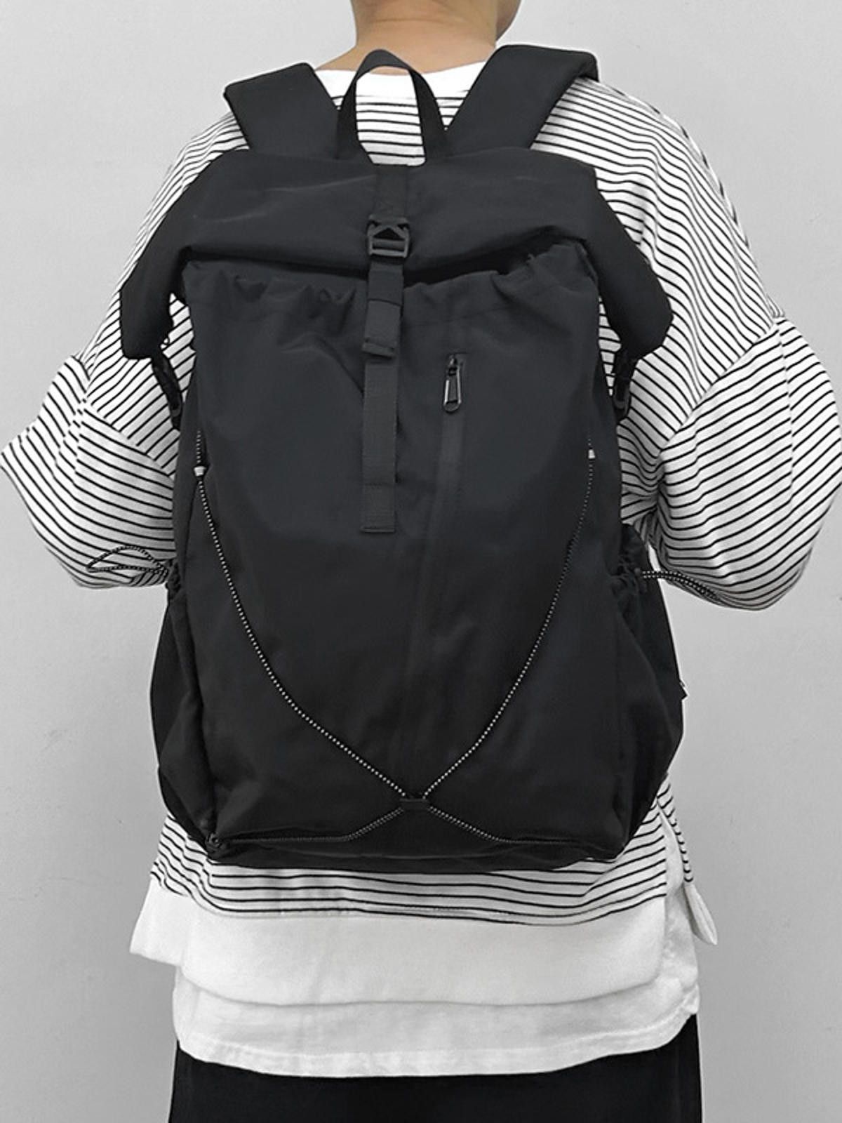 Other Sleek Black Roll-Top Backpack Size ONE SIZE - 2 Thumbnail