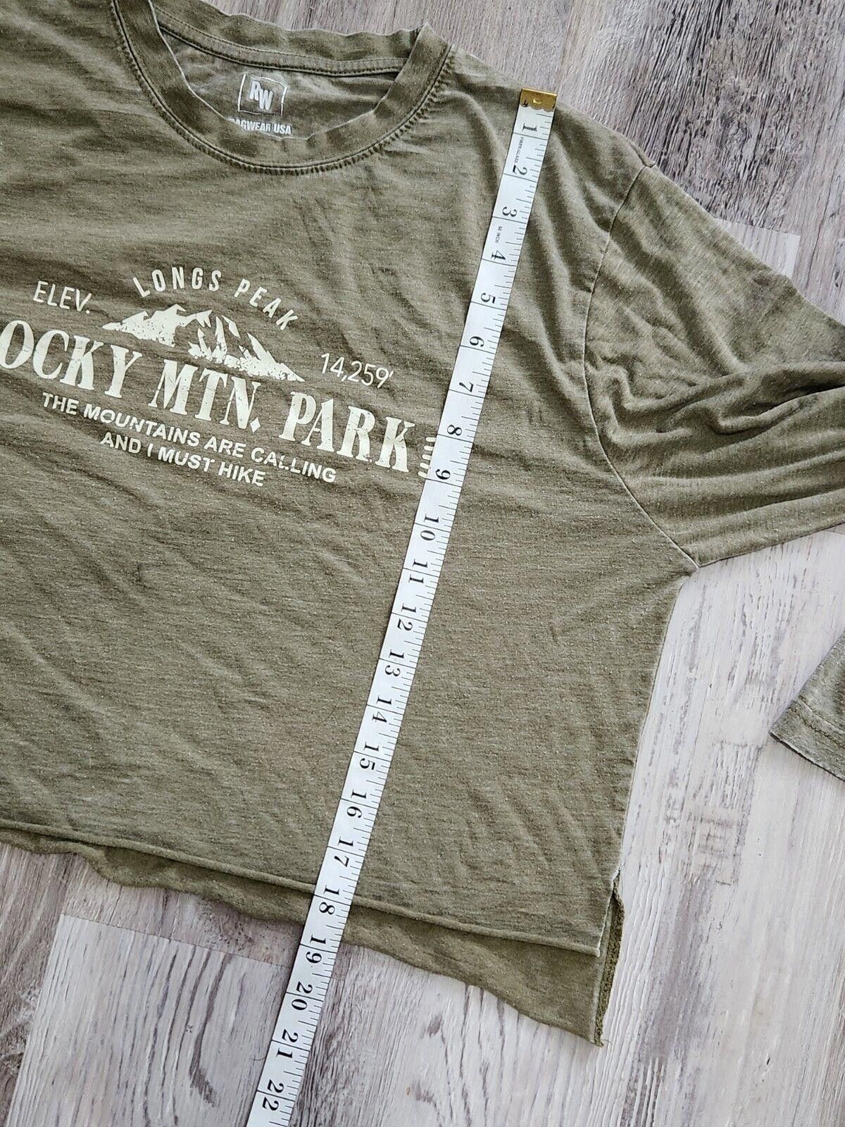 Designer Ragwear Usa Crop Top Shirt XL Green Rocky Mountain Park Size XL / US 12-14 / IT 48-50 - 4 Thumbnail