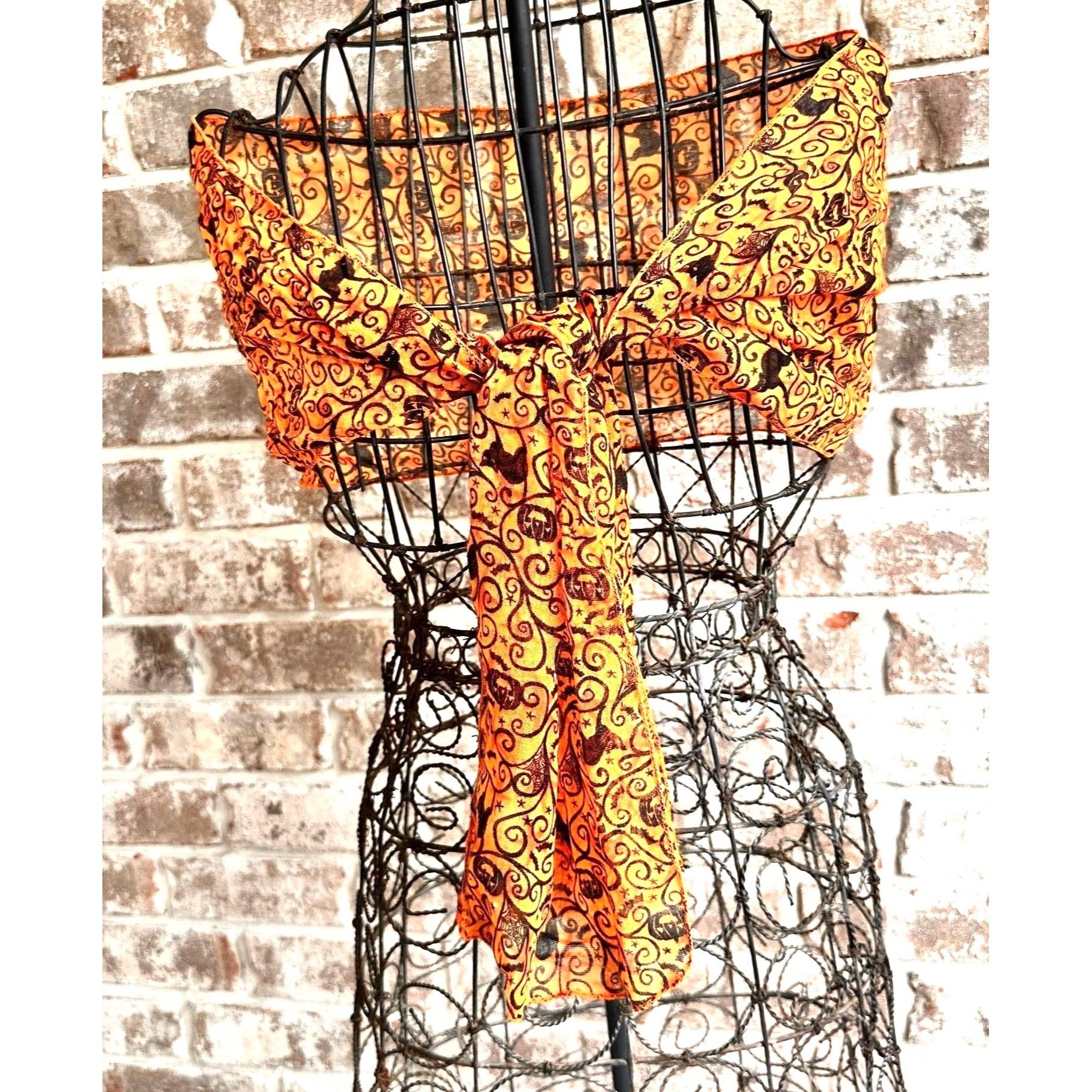 Vintage ViTG Halloween Neck Scarf Orange Black Cats Jack O Lantern B Size ONE SIZE - 2 Thumbnail