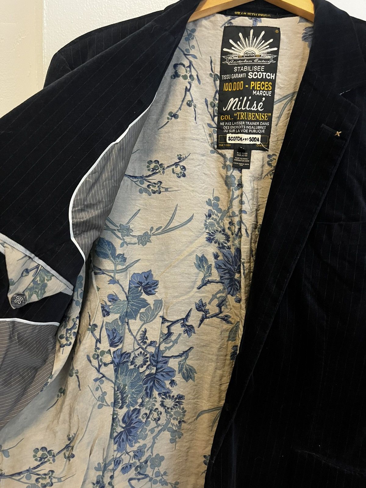 Scotch & Soda Navy Suede Scotch & Soda Pinstripe Blazer 44R Size 44R - 4 Thumbnail