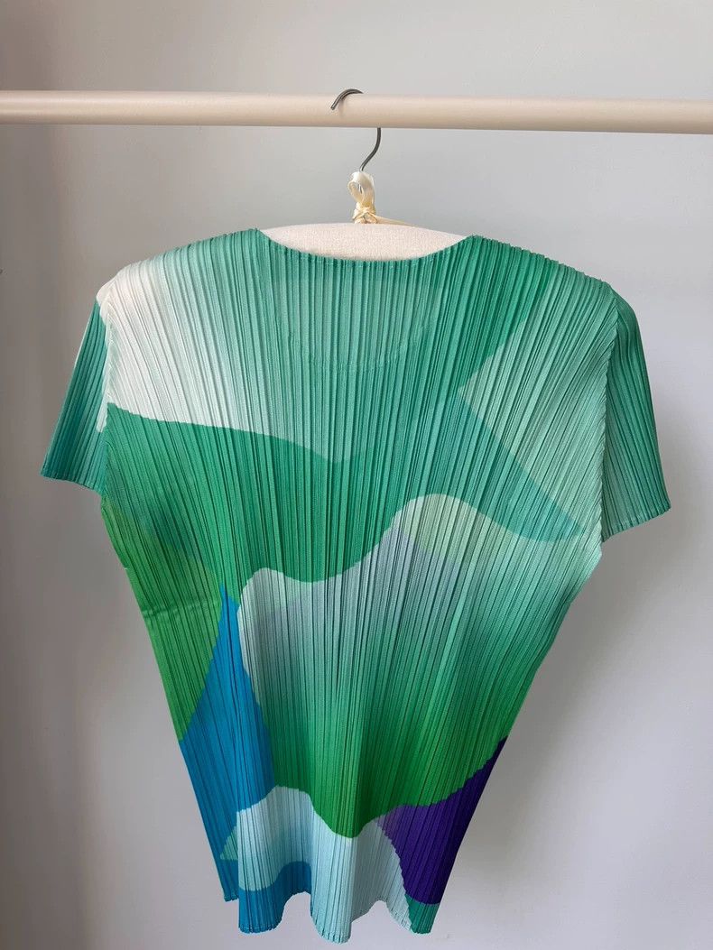 Issey Miyake Issey Miyake size:3 Green cloud pleated short-sleeved shir Size XS / US 0-2 / IT 36-38 - 5 Thumbnail