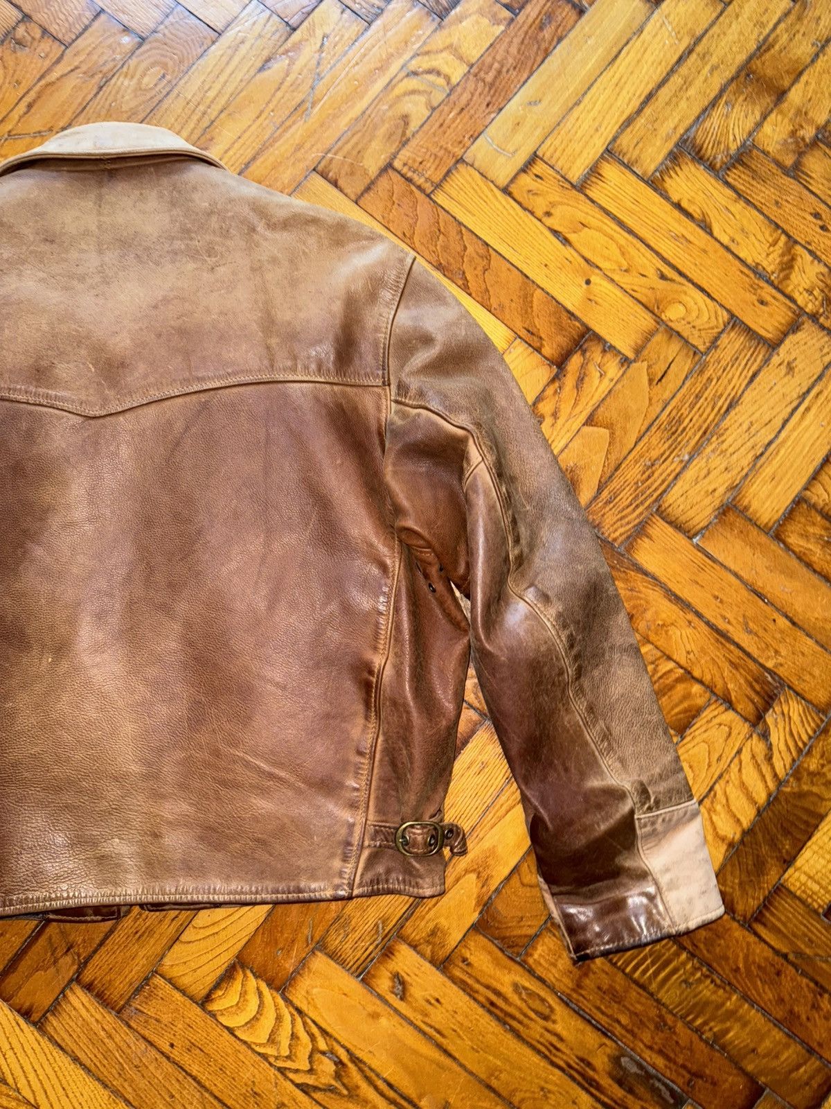 Schott Sunfaded brown leather Steerhide Schott mod. 133 highwayman Size US XXL / EU 58 / 5 - 14 Thumbnail