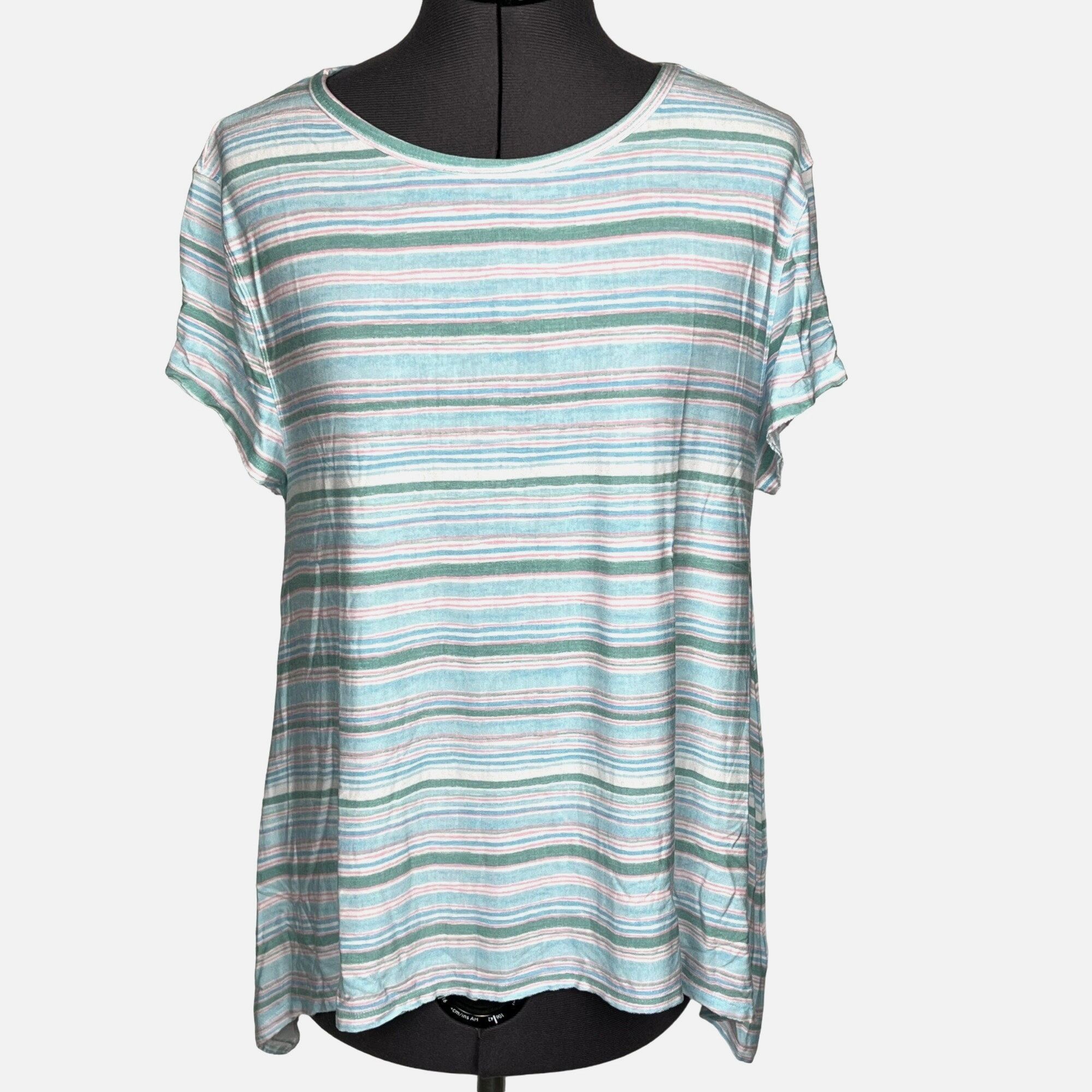 Orvis Orvis Women's Short-Sleeve Striped Top T-Shirt Asymmetrical Size S / US 4 / IT 40 - 1 Thumbnail