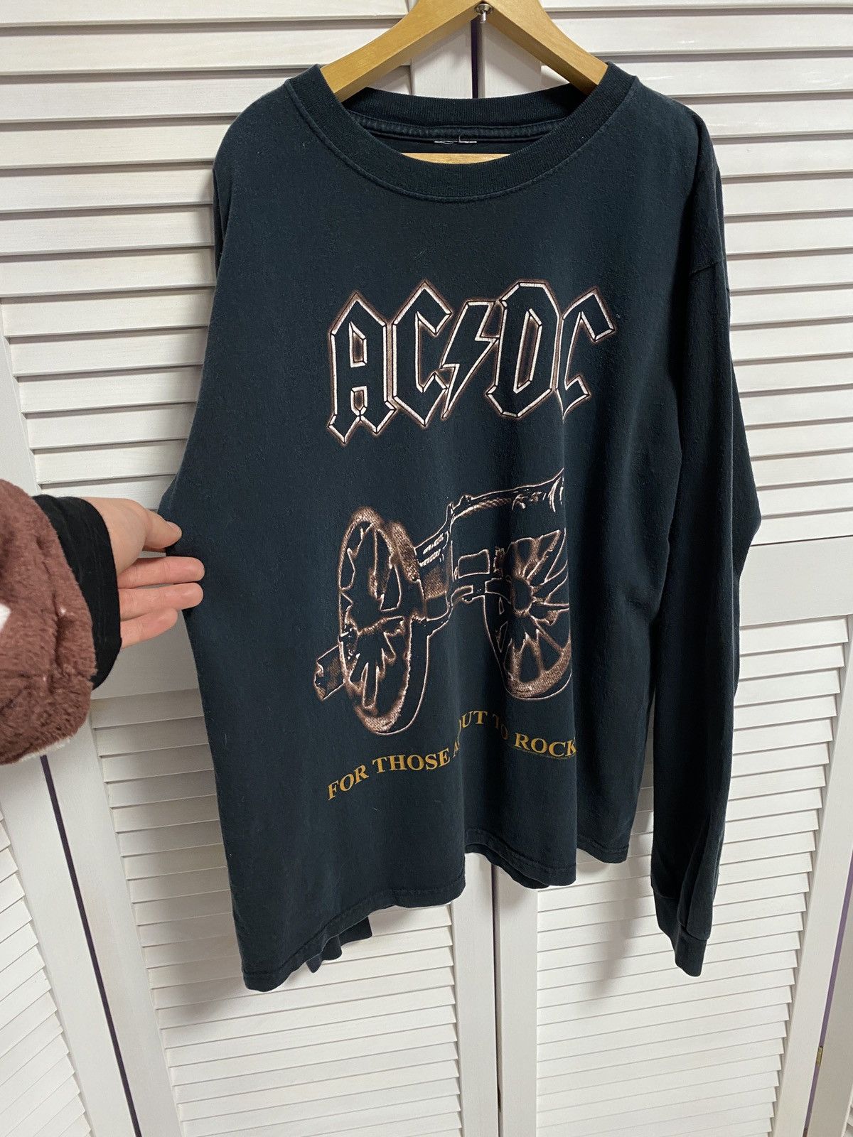 Vintage Vintage T Shirt Long Sleeve AC/DC For Those About Rock Band Size US L / EU 52-54 / 3 - 3 Thumbnail