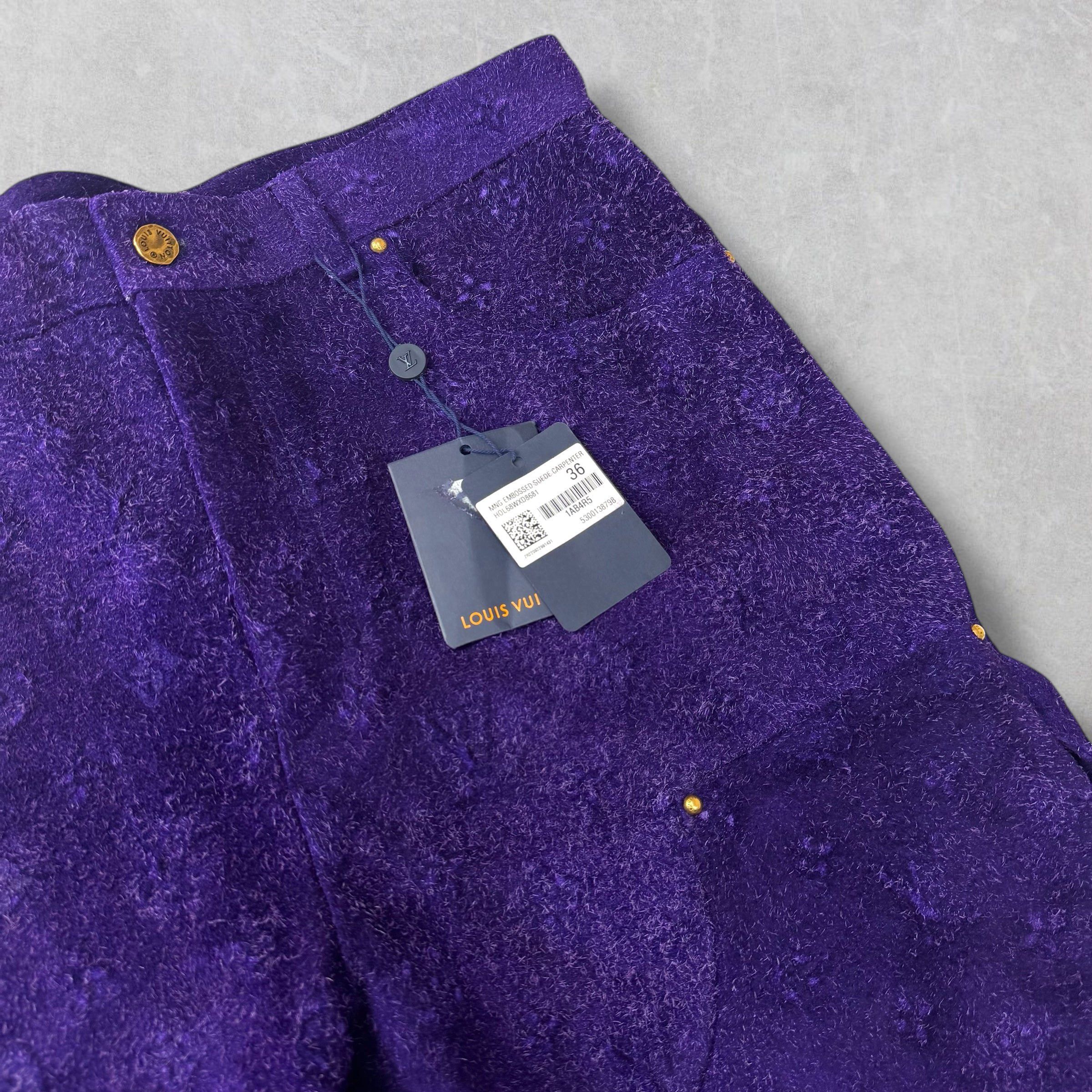 Louis Vuitton Louis Vuitton Monogram Purple Suede Pants 36 Size US 36 / EU 52 - 4 Thumbnail