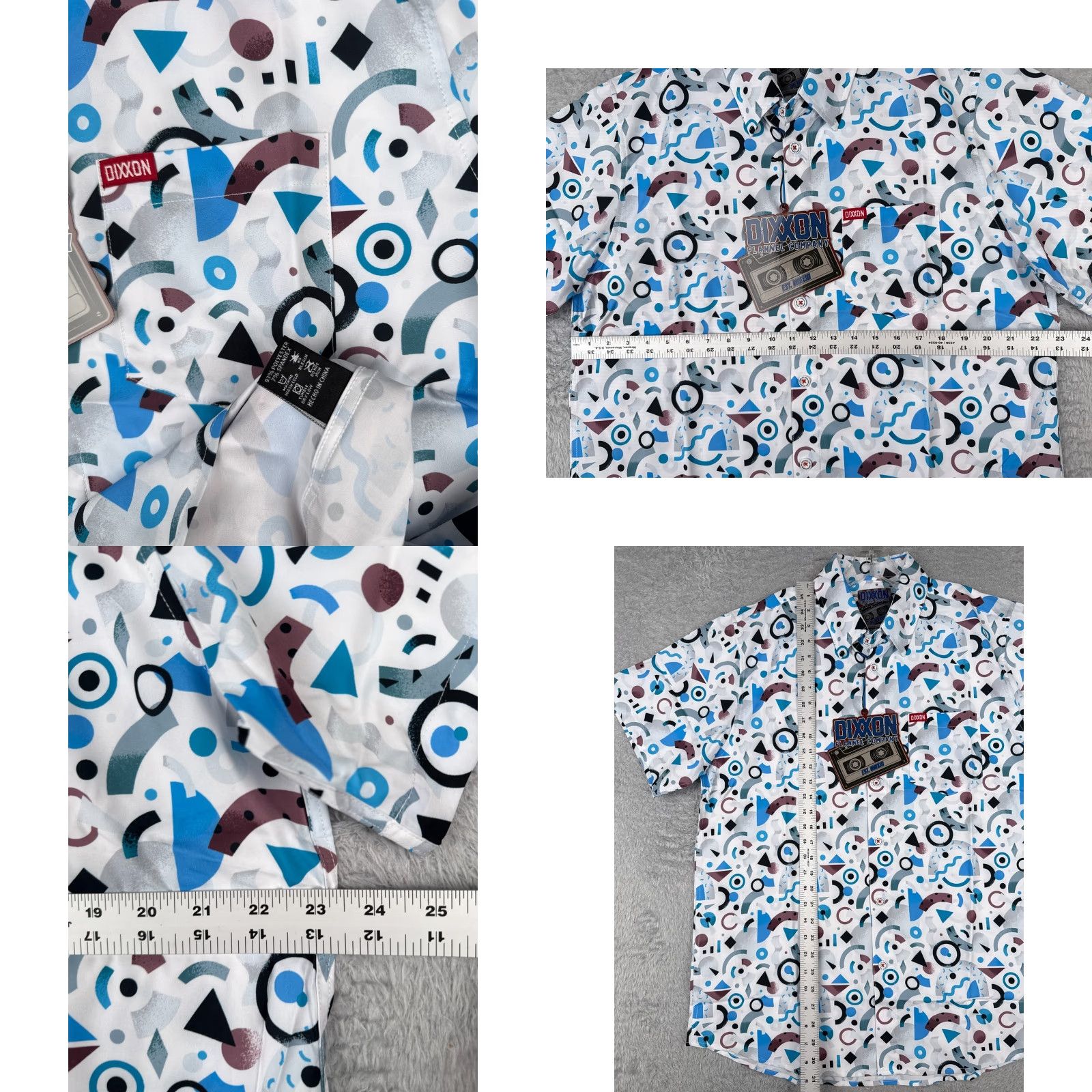 Vintage Dixxon Shirt Men Large White Blue Party Shirt The New Wave Retro 90s Look Poly Shirt Button-Up Floral Hawaiian Size US L / EU 52-54 / 3 - 8 Thumbnail