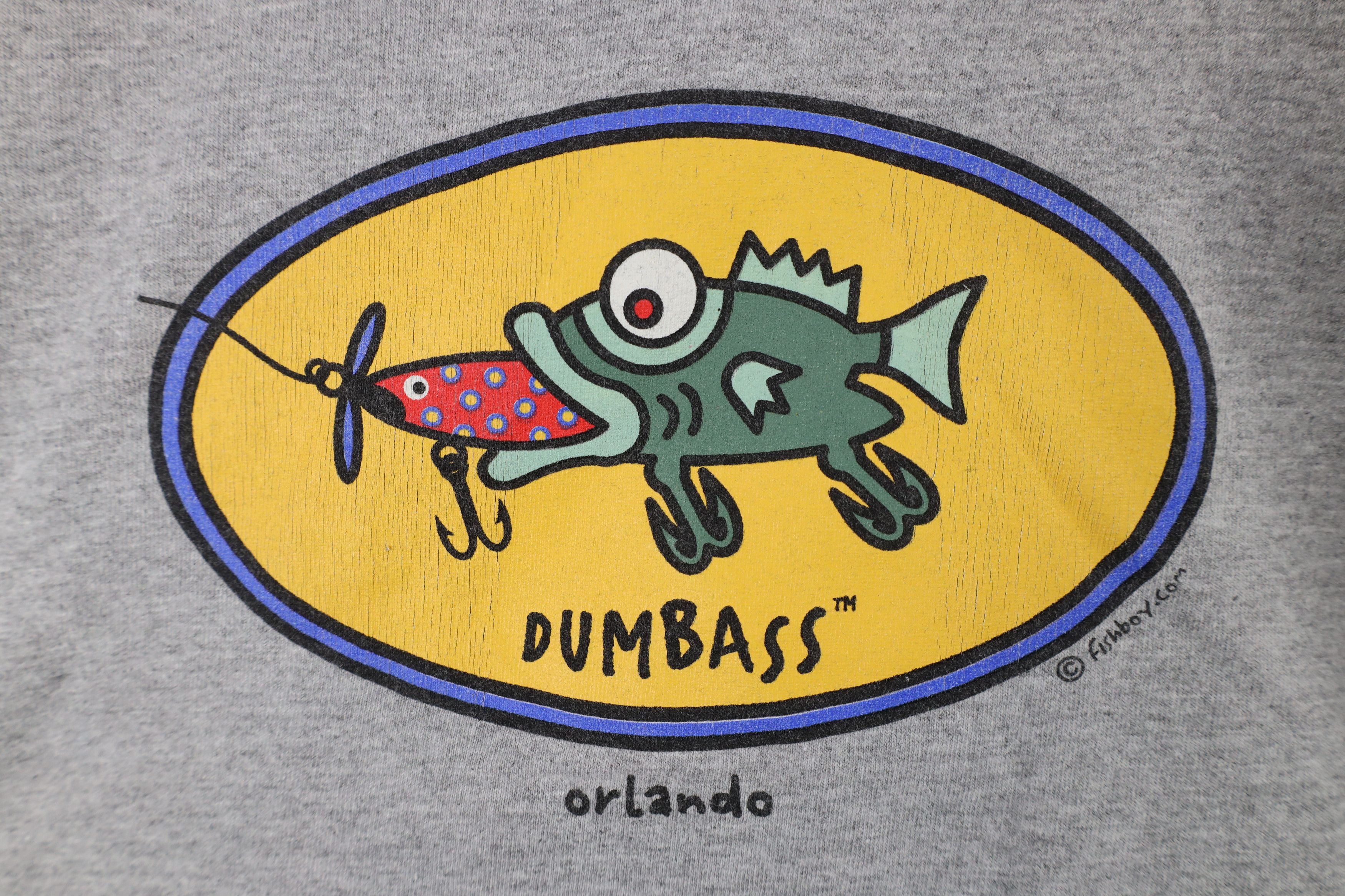 Vintage Vintage 90s Spell Out Dumbass Orlando Fishing T-Shirt Gray Size US XXL / EU 58 / 5 - 4 Thumbnail