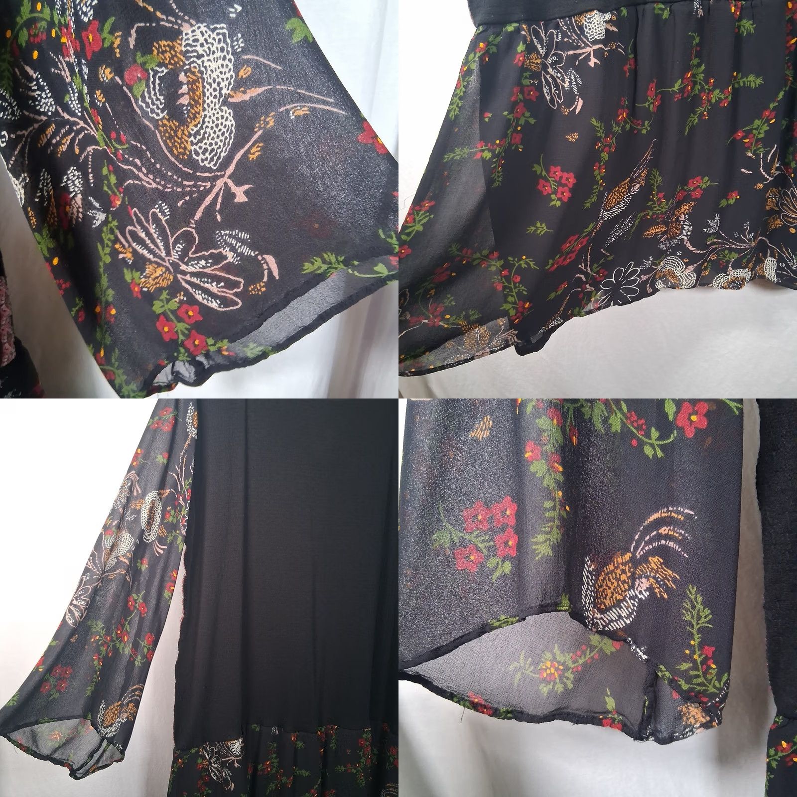 Vintage VINTAGE The Pyramid Collection Dress XL Black Knit Sheer Floral Long Slv Whimsigoth Witchy Size XL / US 12-14 / IT 48-50 - 8 Thumbnail