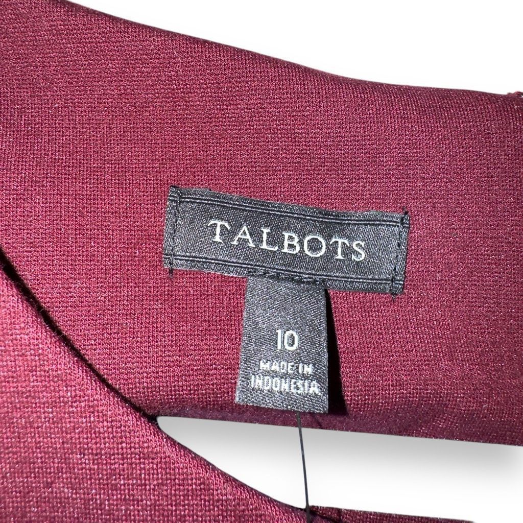 NWT Talbots Black & Red L/S V-Neck Knit Dress Sz 10