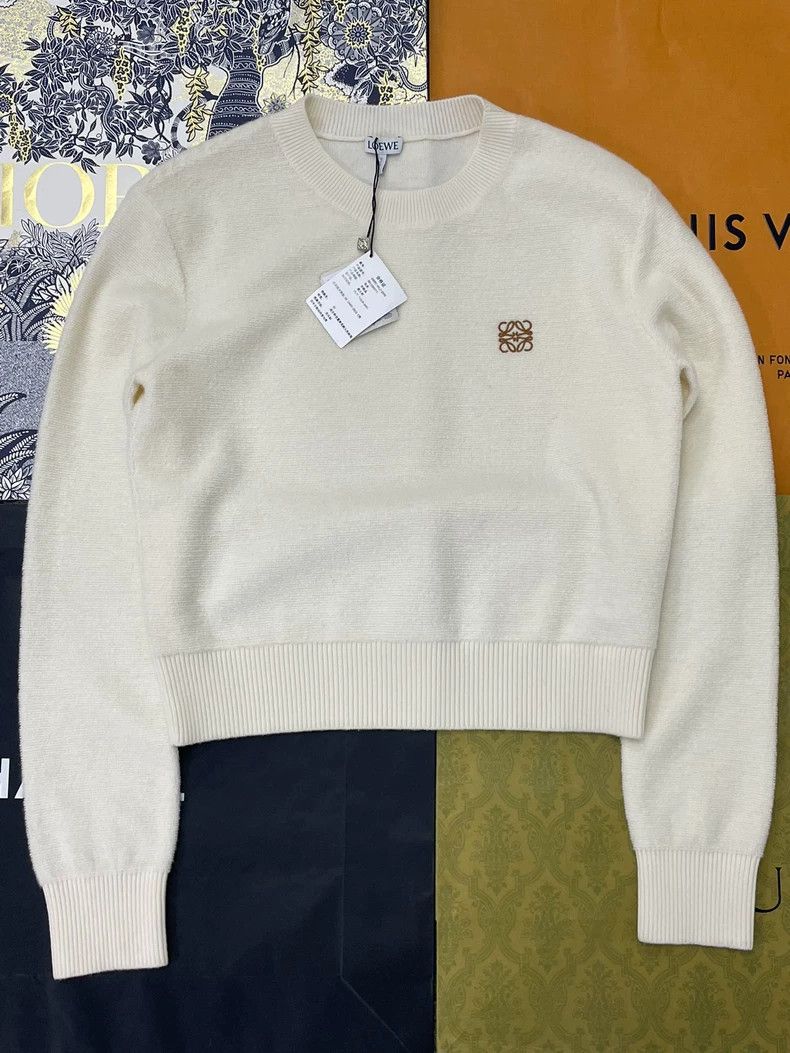 Loewe LOEWE White knitted cardigan Size S / US 4 / IT 40 - 1 Thumbnail