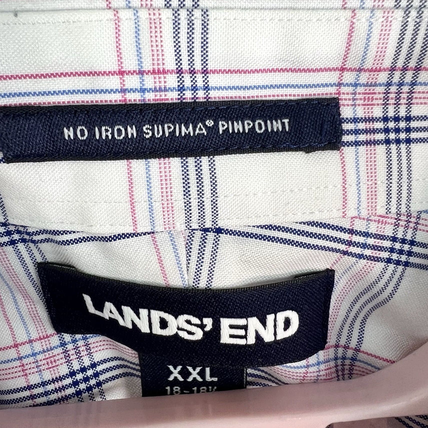 Lands' End Lands' End Button-Up Shirt Men XL Blue Red White Check Long Sleeve Casual Travel Workwear Regular Size US XL / EU 56 / 4 - 6 Thumbnail