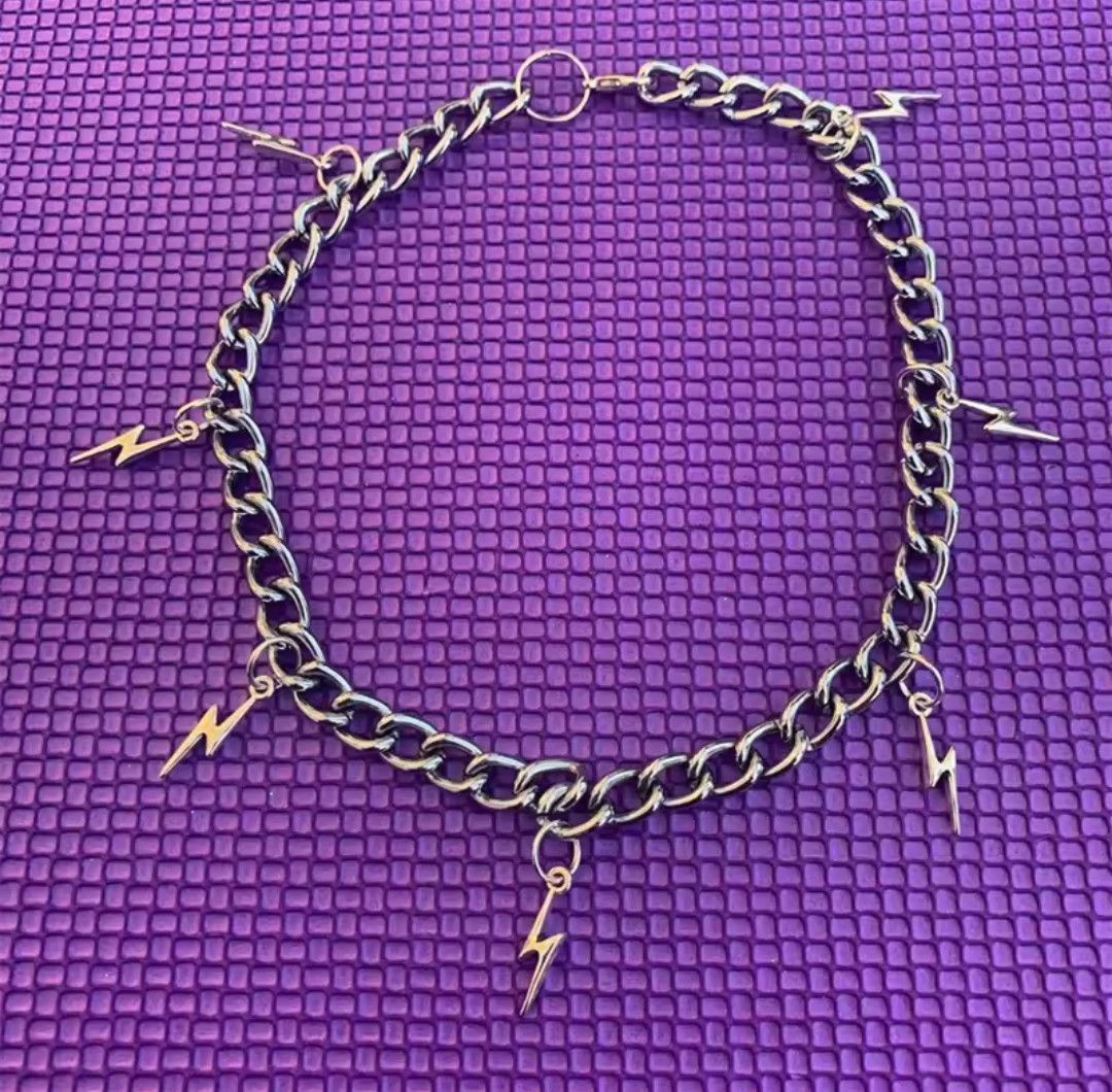 Japanese Brand × Jewelry Hip Hop Lightning Shape Silver Tassel Necklace Size ONE SIZE - 4 Thumbnail
