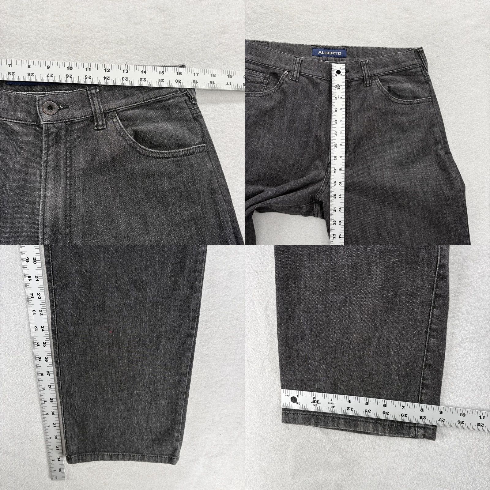 Vintage Alberto Tommy Comfort Straight Jeans Mens 32x34 Gray Charcoal Wash Denim Slip Zip 5-Pocket Modern Stretch Size US 32 / EU 48 - 8 Thumbnail