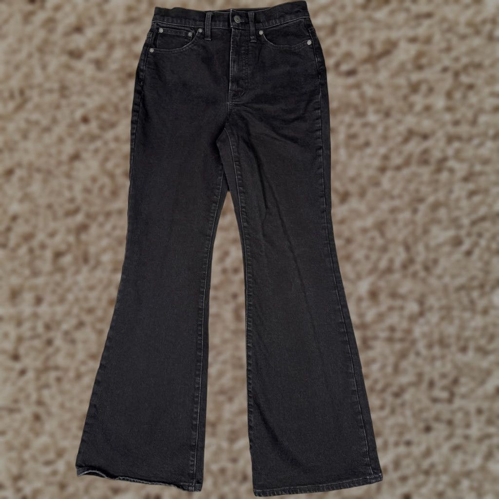 Madewell Madewell Perfect Vintage Flare Jeans Womens 27 Black High Rise Stretch 27x31 Jeans Womens Black 27" 31" Regular Fabric Denim Cotton Polyester Spandex Size 27" / US 4 / IT 40 - 1 Thumbnail