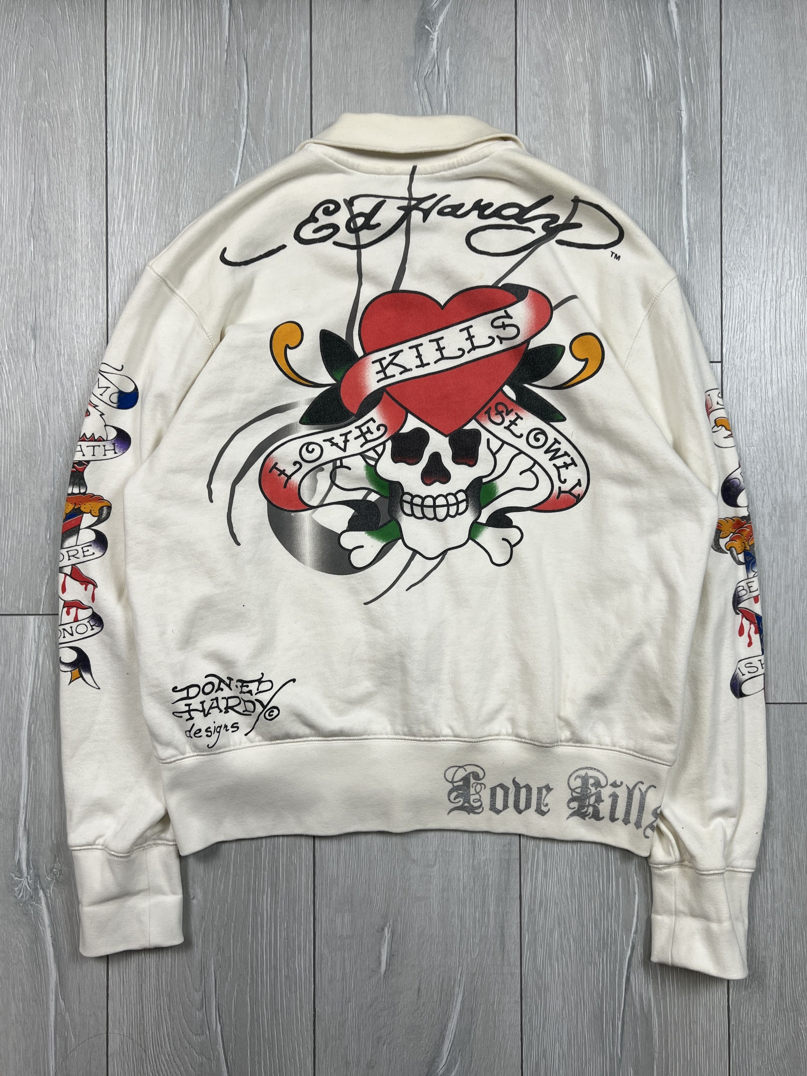 Ed Hardy Ed Hardy Made in USA Tattoo Printed Zip Sweatshirt Size US XL / EU 56 / 4 - 8 Thumbnail