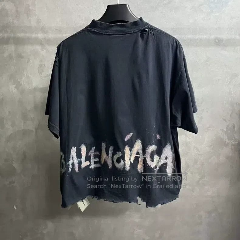 Balenciaga Balenciaga Black Crew Neck Vintage Effect Short Sleeve Size US S / EU 44-46 / 1 - 6 Thumbnail