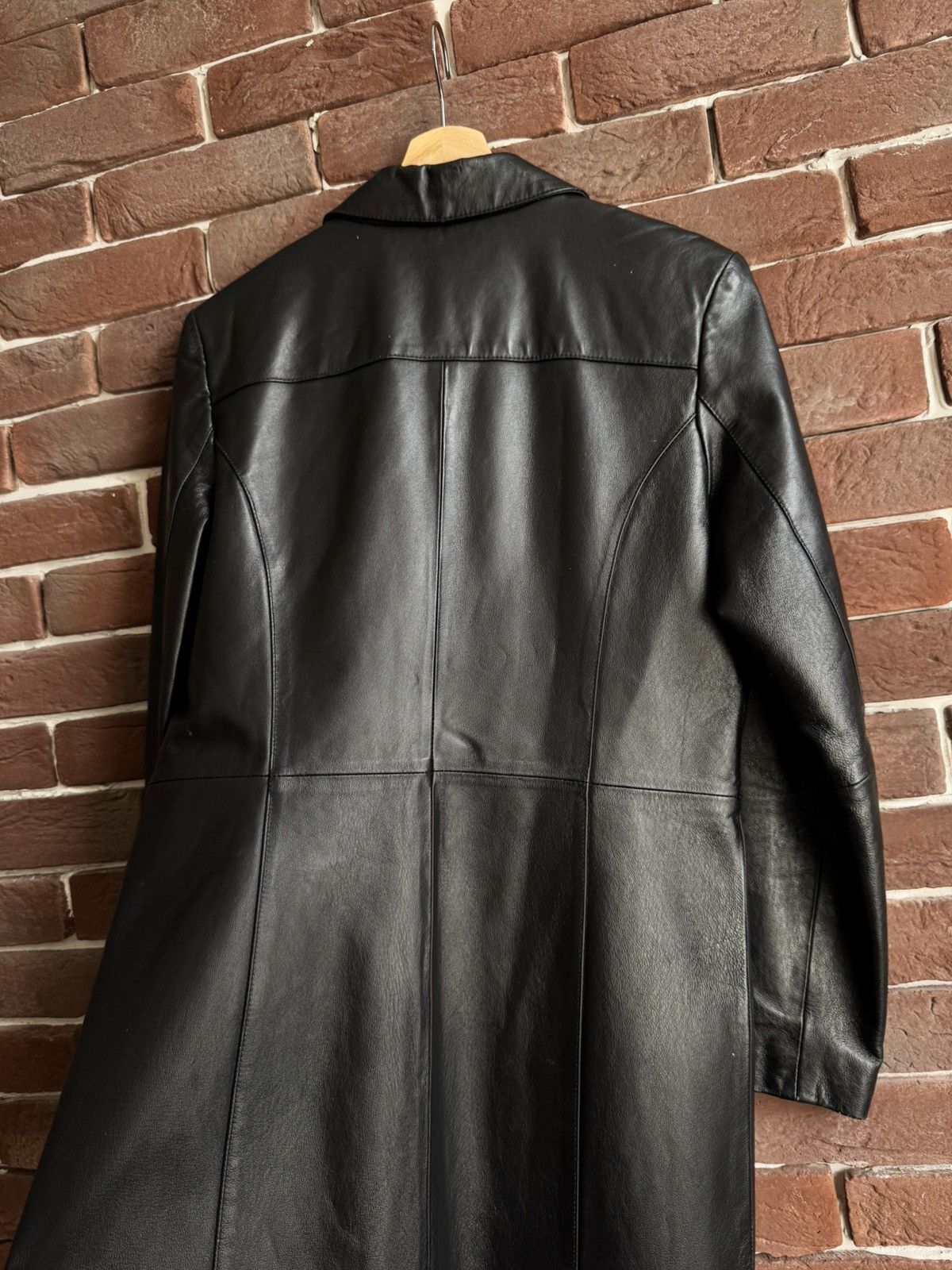 Vintage Rare Vintage Genuine Leather Long Coat Jacket Avant Garde Size L / US 10 / IT 46 - 10 Thumbnail