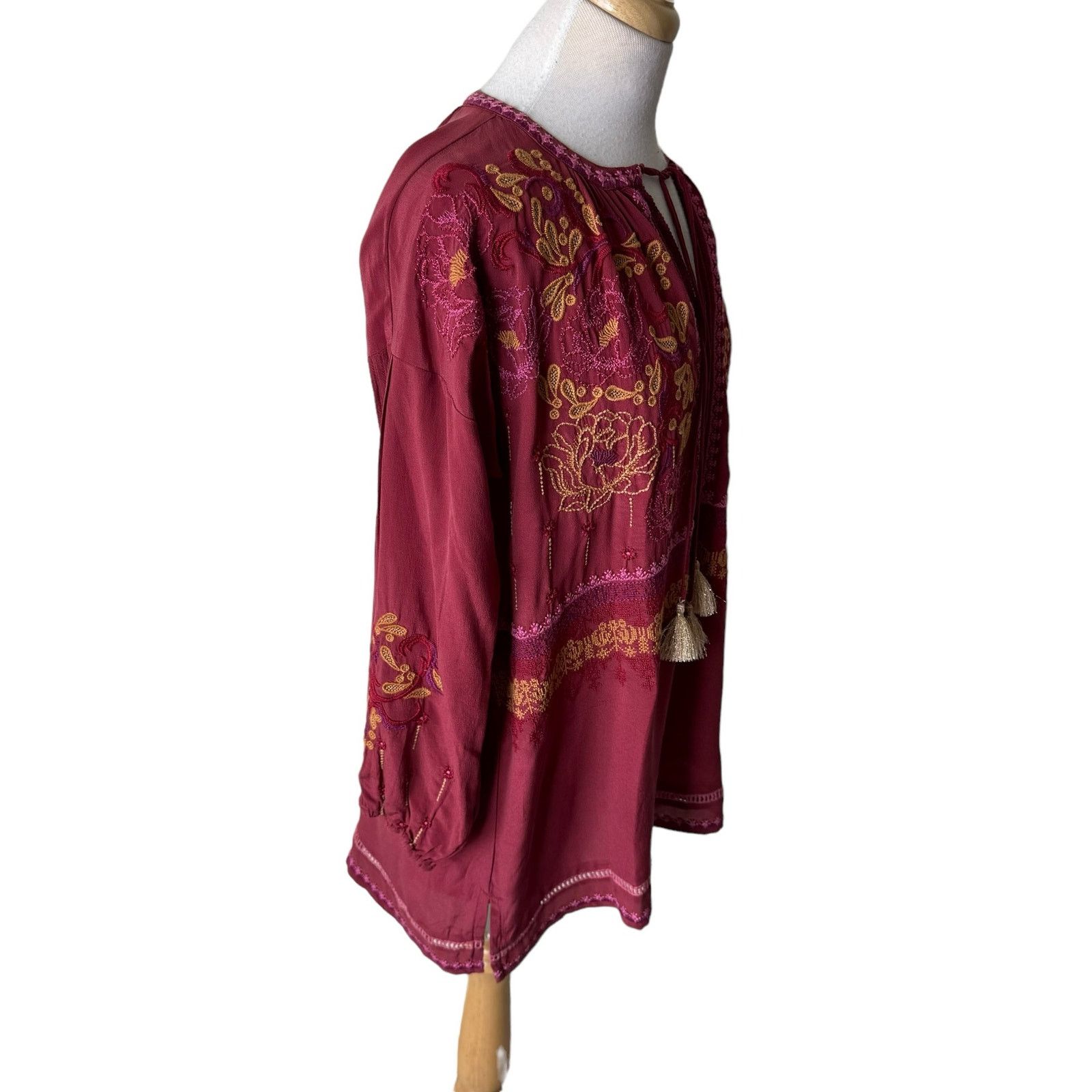 Johnny Was JOHNNY WAS PEYTON TUNIC 100% Silk Currant Size MEDIUM NWT Size M / US 6-8 / IT 42-44 - 6 Thumbnail