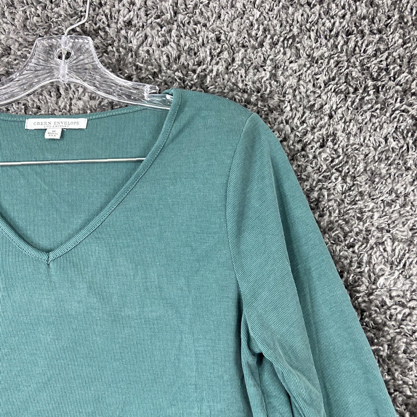 Vintage Green Envelope Blouse Women's Medium Green Long Sleeve Ruffle Top Womens Size M / US 6-8 / IT 42-44 - 3 Thumbnail