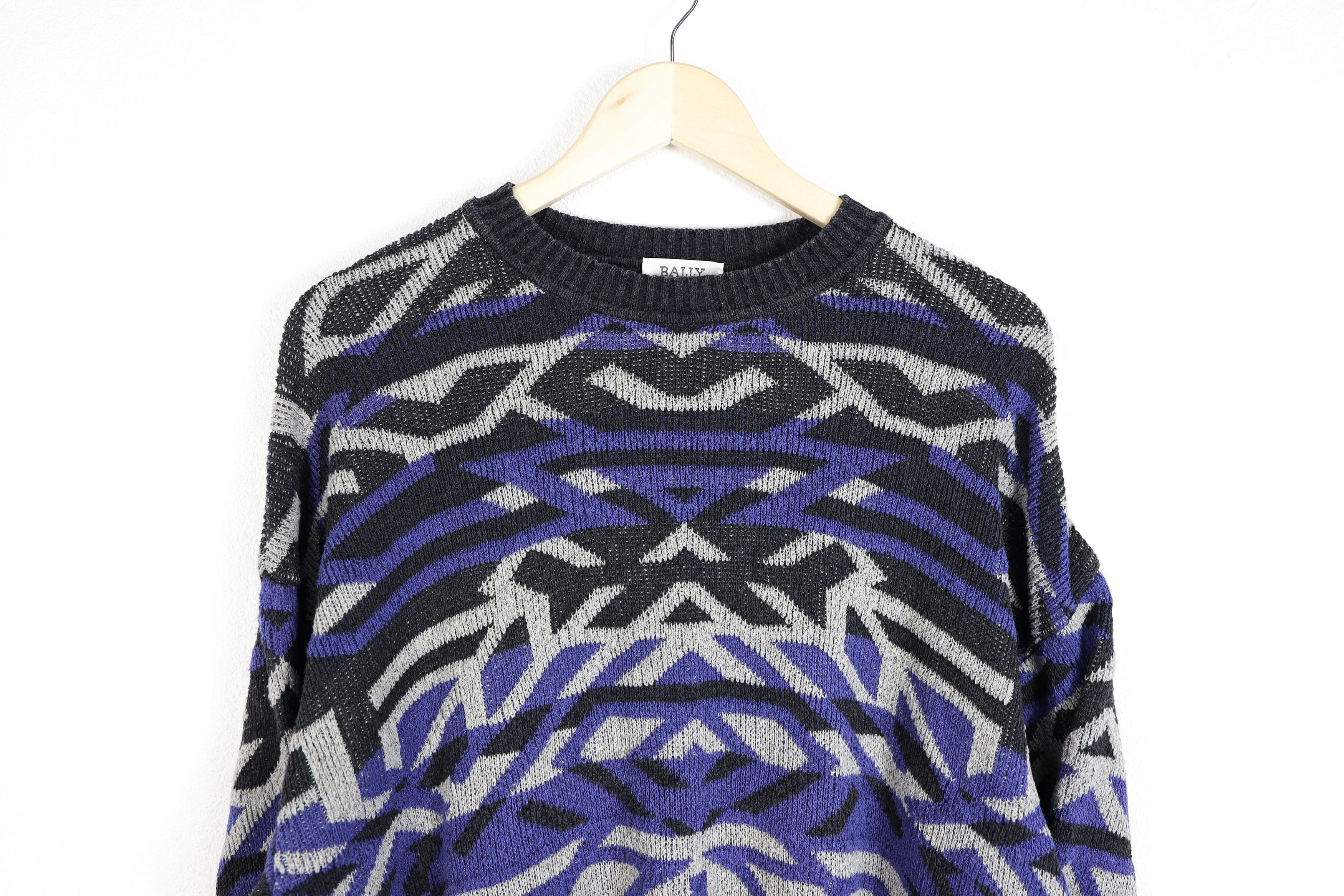 Bally Vintage Bally Italy Geometric Pattern Cotton Sweater L size Size US L / EU 52-54 / 3 - 2 Thumbnail