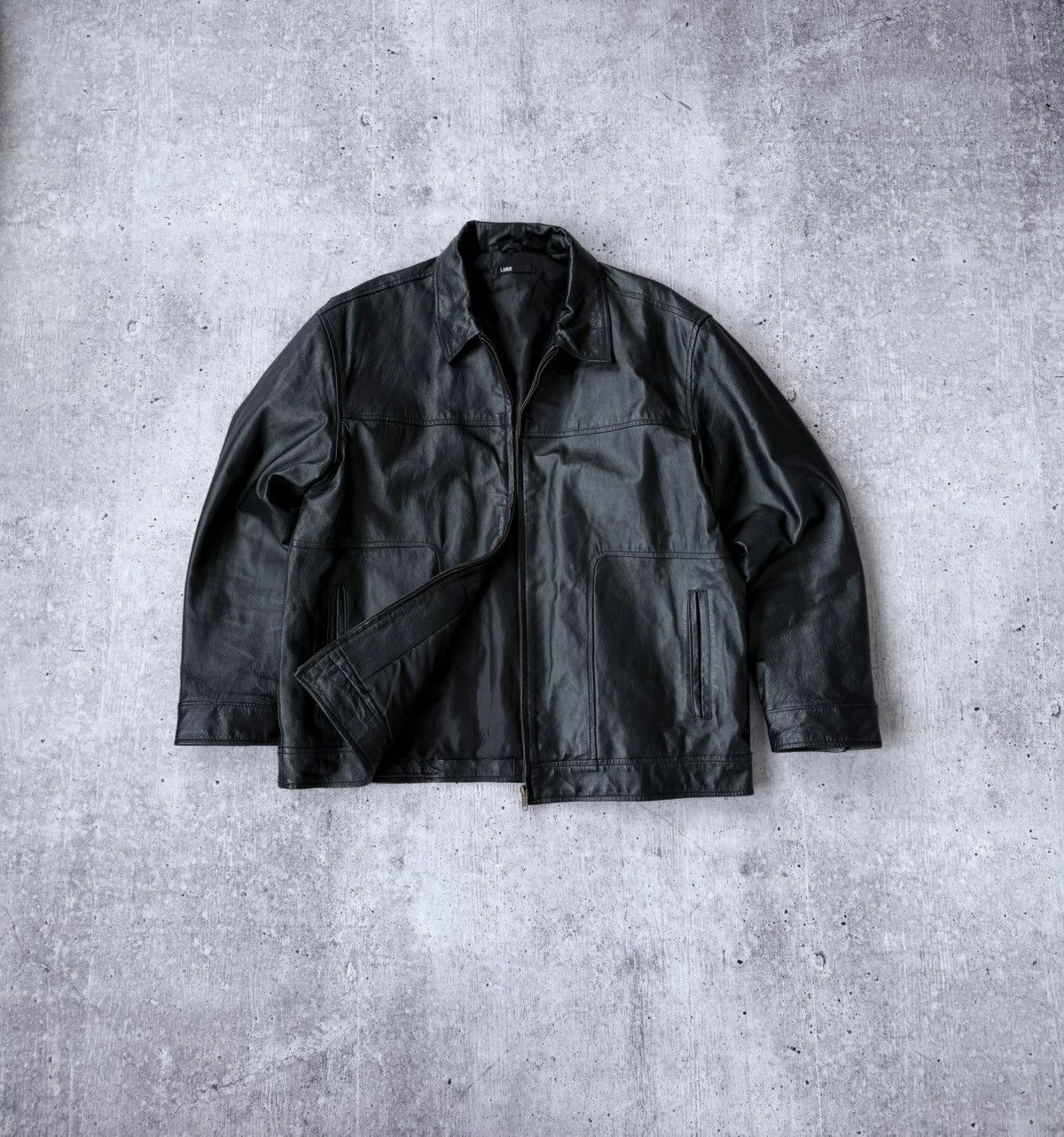 Vintage Vintage 90s Black Leather Jacket Y2K Size US L / EU 52-54 / 3 - 3 Thumbnail