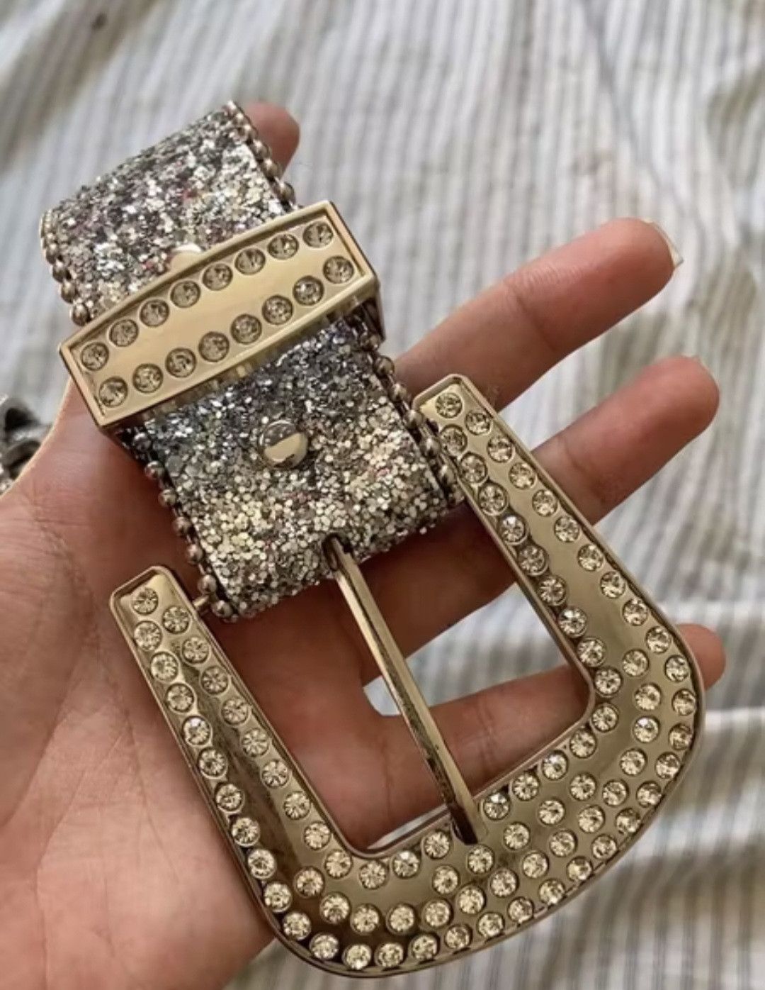 Japanese Brand Sparkling western Athenic artificial gemstones belt Size ONE SIZE - 6 Thumbnail