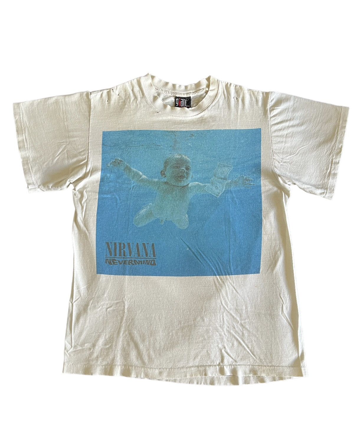 image of Vintage Original 1992 Nirvana Nevermind T-Shirt Large Giant in White, Men's