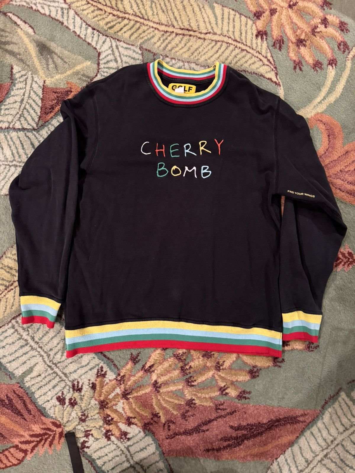 image of Golf Wang Cherry Bomb Crewneck in Black, Men's (Size XL)