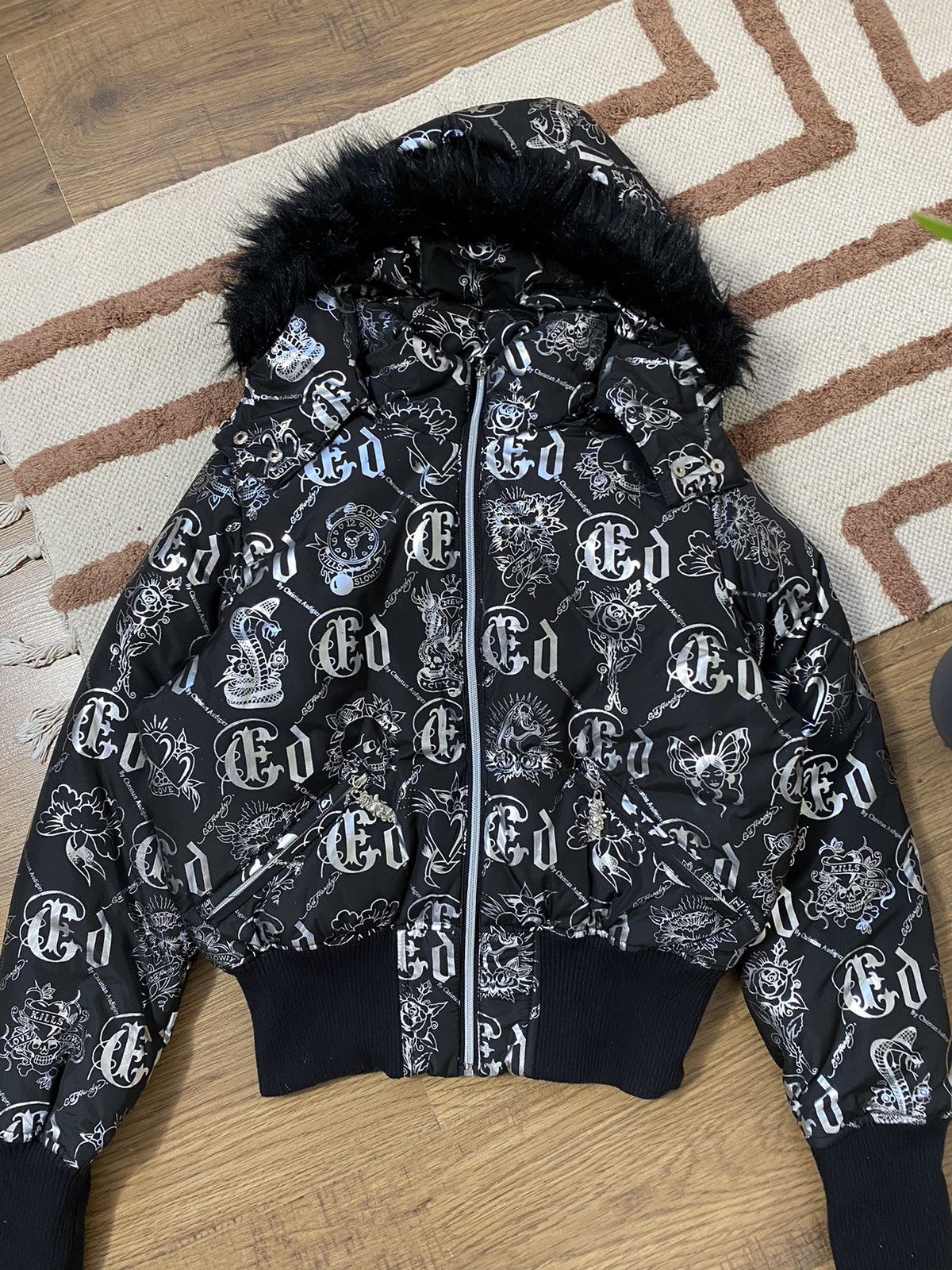 Ed Hardy VINTAGE ED HARDY BY CHRISTIAN AUDIGIER DOWN PUFFER JACKET Size M / US 6-8 / IT 42-44 - 3 Thumbnail