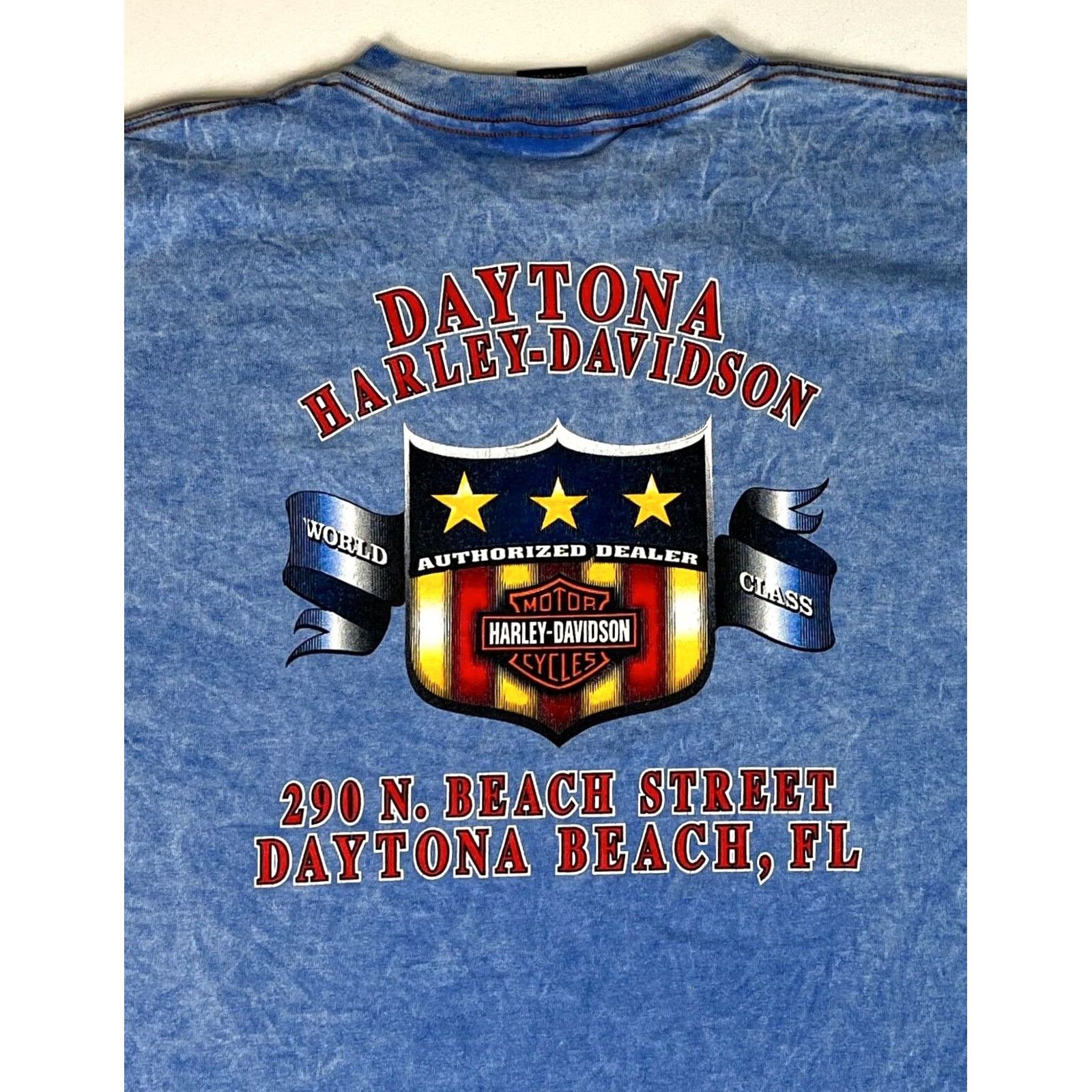 Harley Davidson VINTAGE Harley-Davidson Shirt XL Blue Tie Dye 2001 Daytona Beach Made in USA Mens T-Shirt Size US XL / EU 56 / 4 - 3 Thumbnail