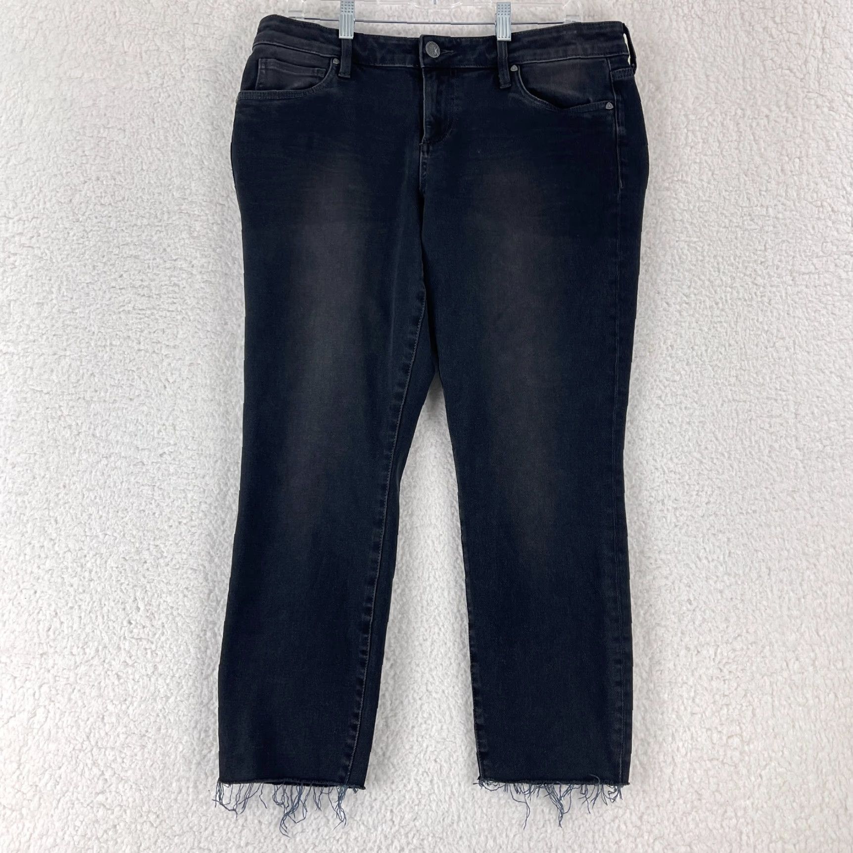 Vintage KUT from the Kloth Donna Ankle Skinny Jean Womens Size 12 Black Denim Frayed Hem Size 34" / US 12 / IT 48 - 2 Thumbnail