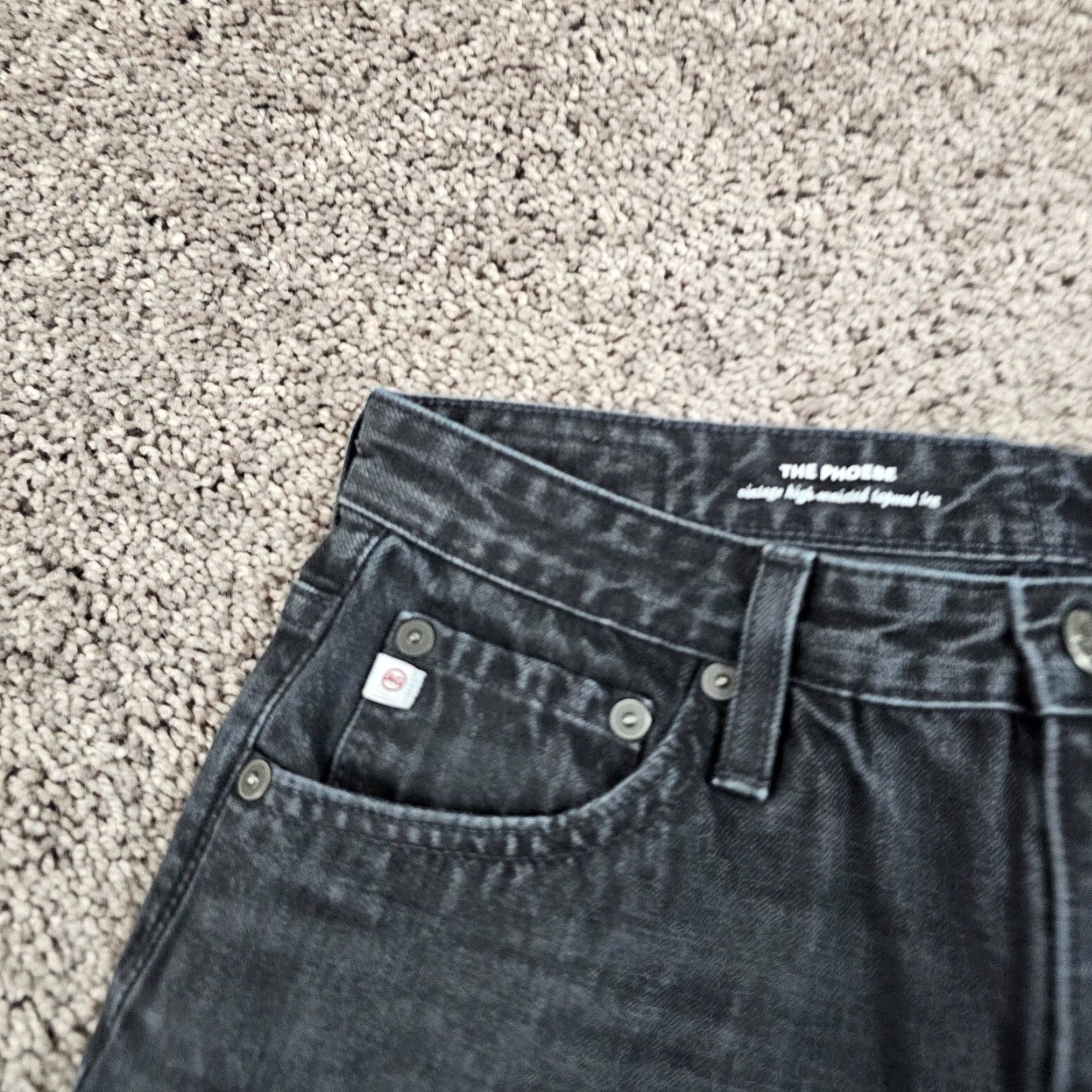Vintage AG Adriano Goldschmied Women's Jeans 28 Black Tapered High Waisted Denim 26x27 Regular Size 28" / US 6 / IT 42 - 3 Thumbnail