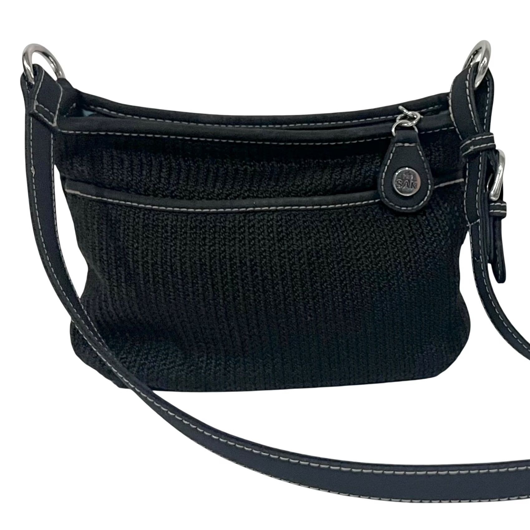 The Sak The Sak Purse Black Crochet Crossbody Bag Classic Slim Zipper 7x7” Style 4516 Size ONE SIZE - 4 Thumbnail